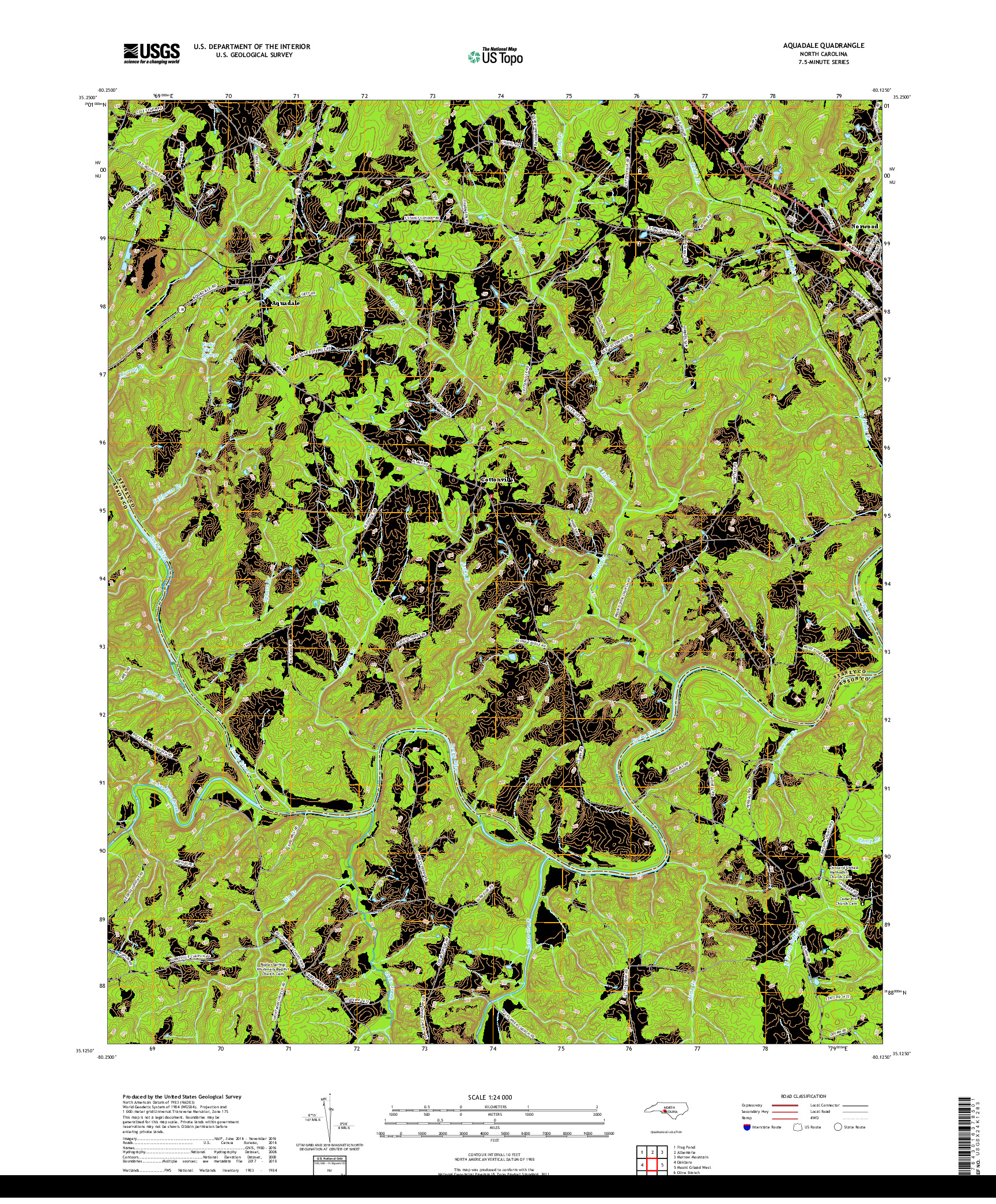 USGS US TOPO 7.5-MINUTE MAP FOR AQUADALE, NC 2019