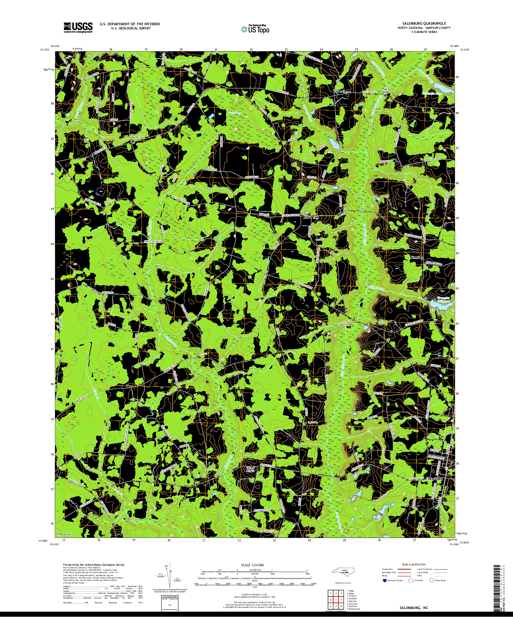 USGS US TOPO 7.5-MINUTE MAP FOR SALEMBURG, NC 2019