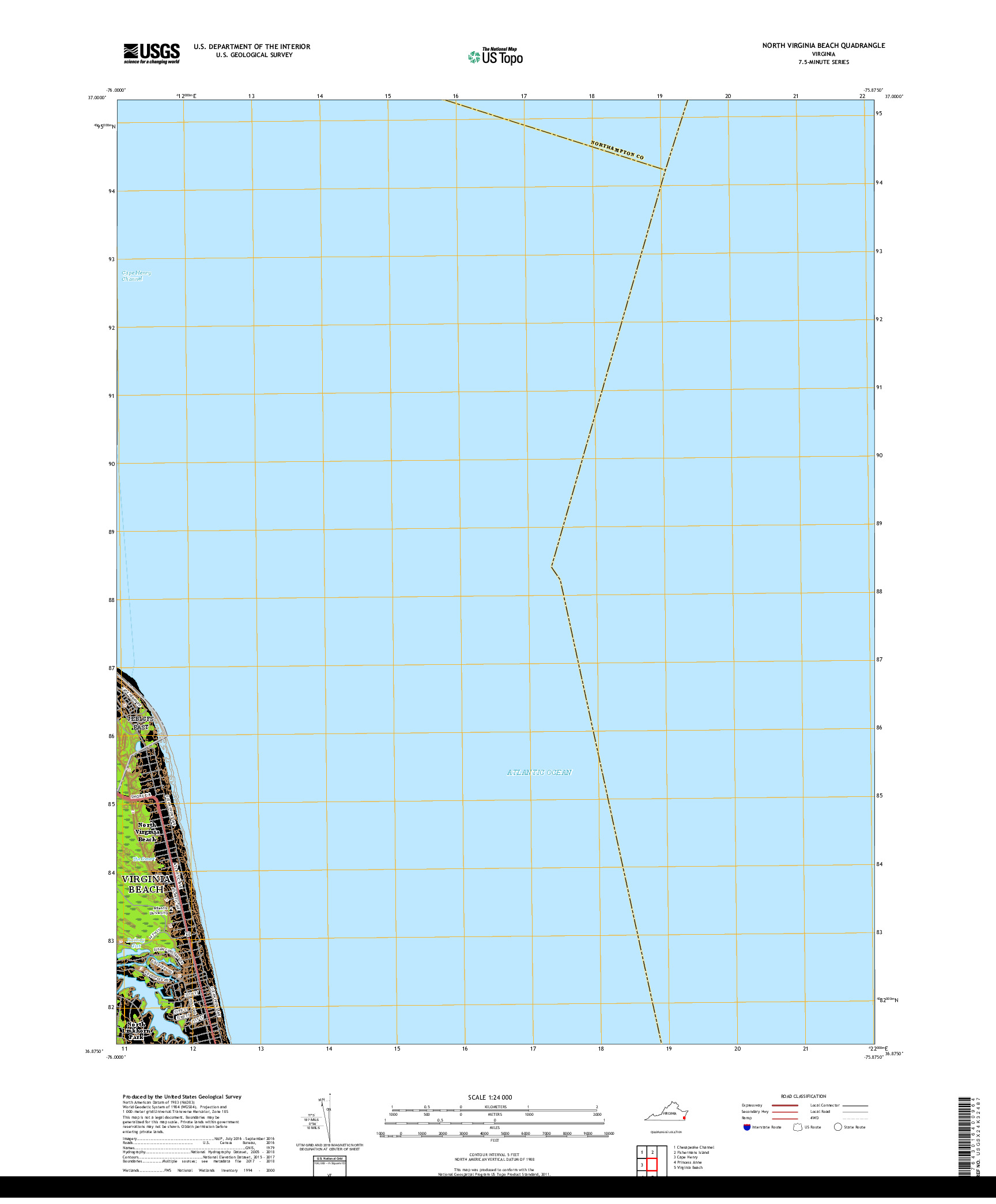 USGS US TOPO 7.5-MINUTE MAP FOR NORTH VIRGINIA BEACH, VA 2019