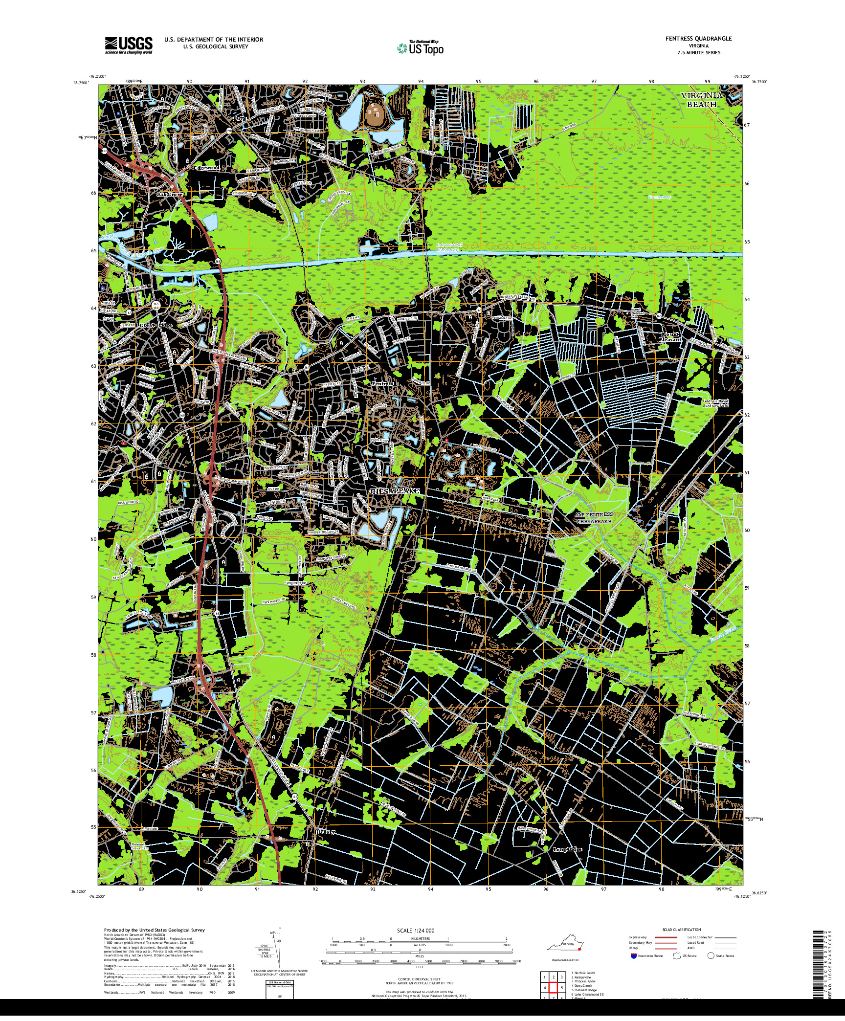 USGS US TOPO 7.5-MINUTE MAP FOR FENTRESS, VA 2019