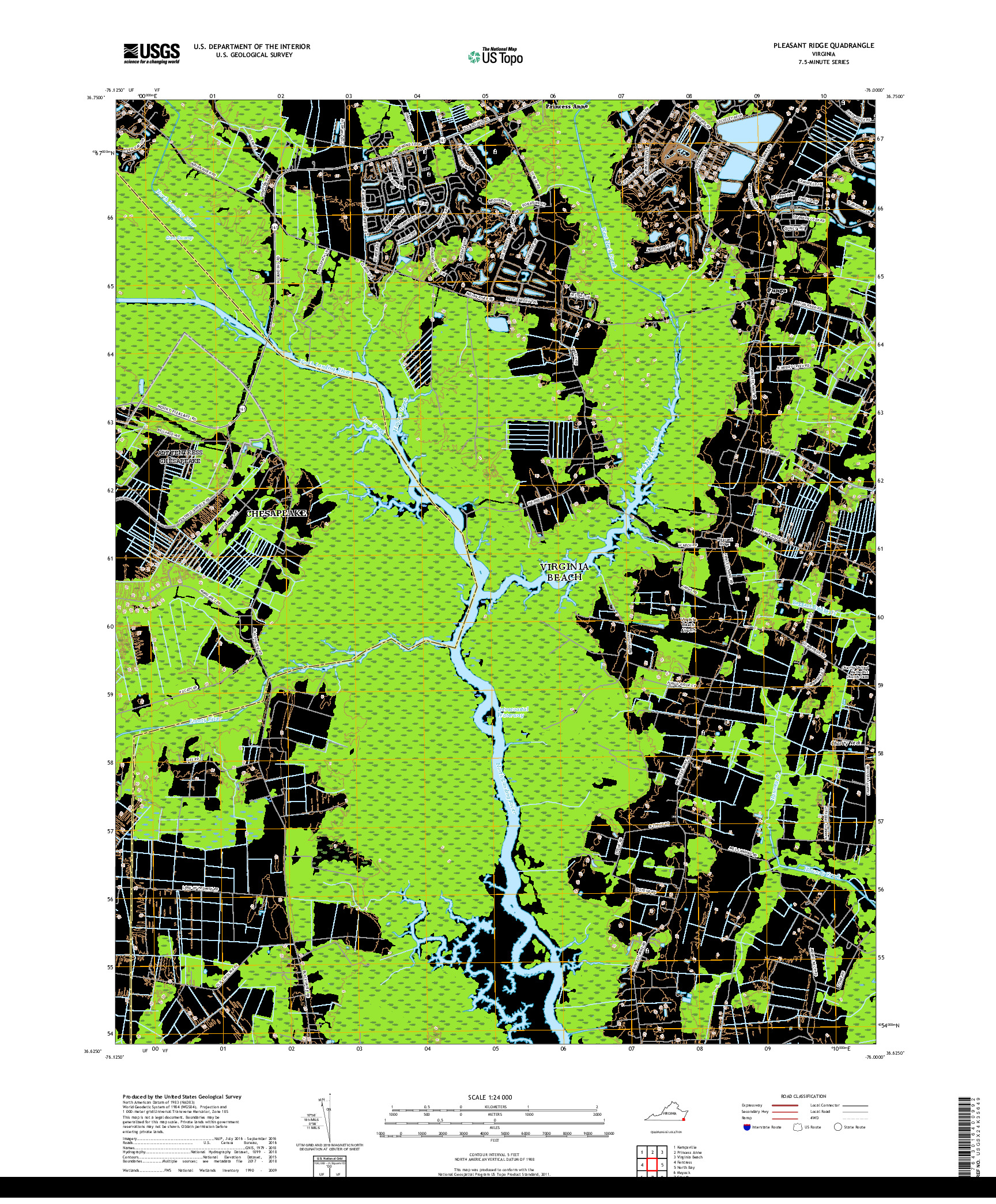 USGS US TOPO 7.5-MINUTE MAP FOR PLEASANT RIDGE, VA 2019