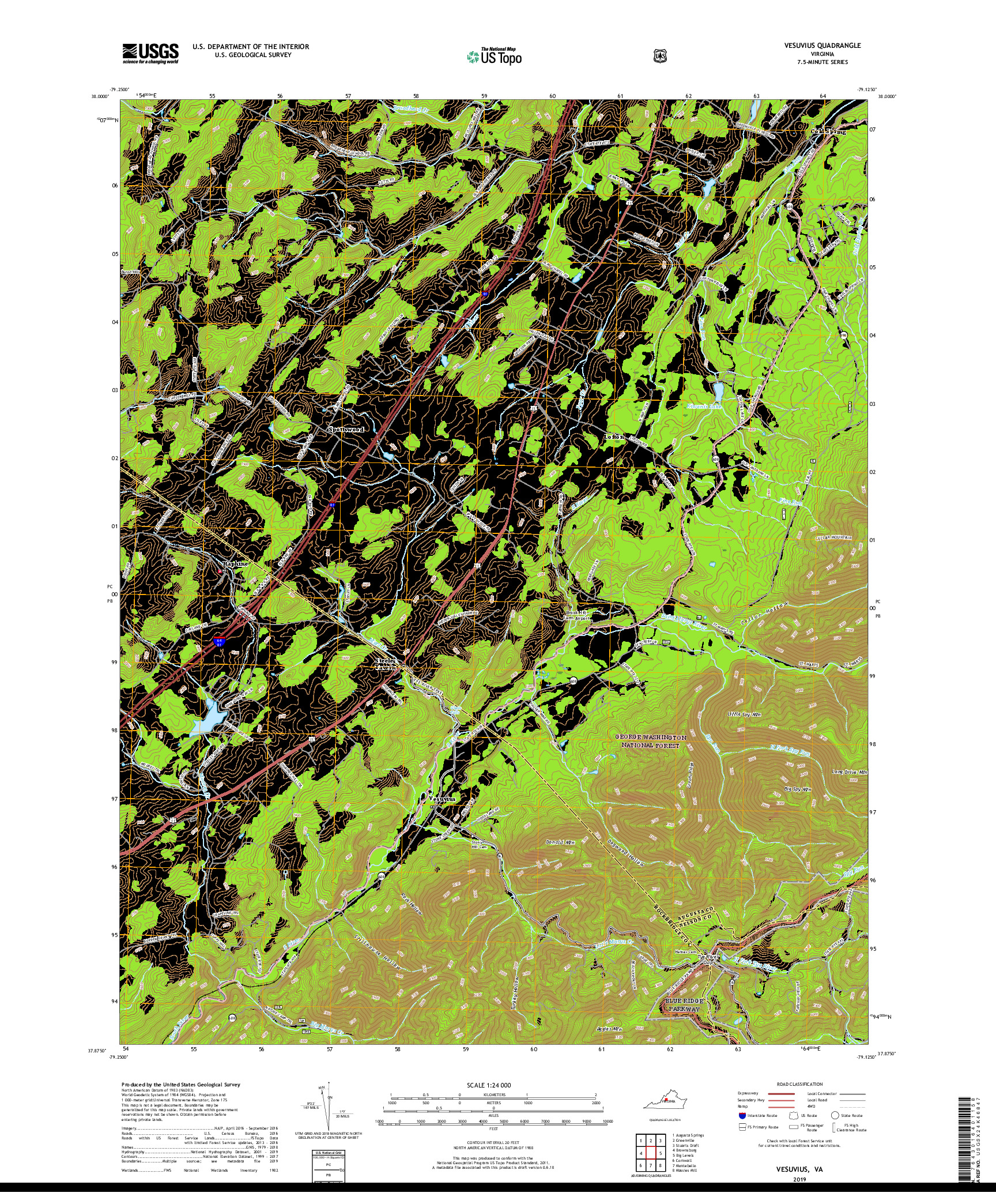 USGS US TOPO 7.5-MINUTE MAP FOR VESUVIUS, VA 2019