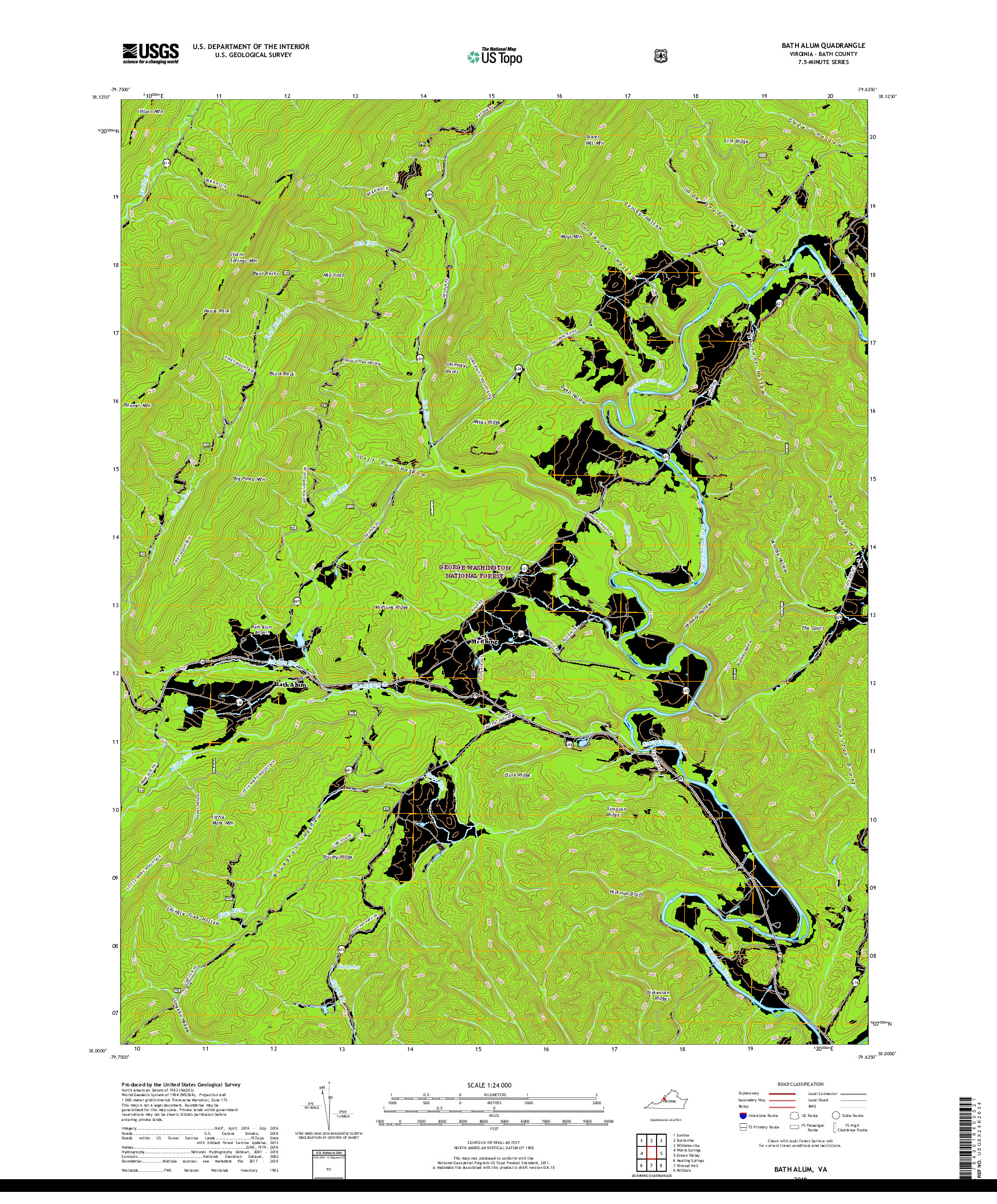 USGS US TOPO 7.5-MINUTE MAP FOR BATH ALUM, VA 2019