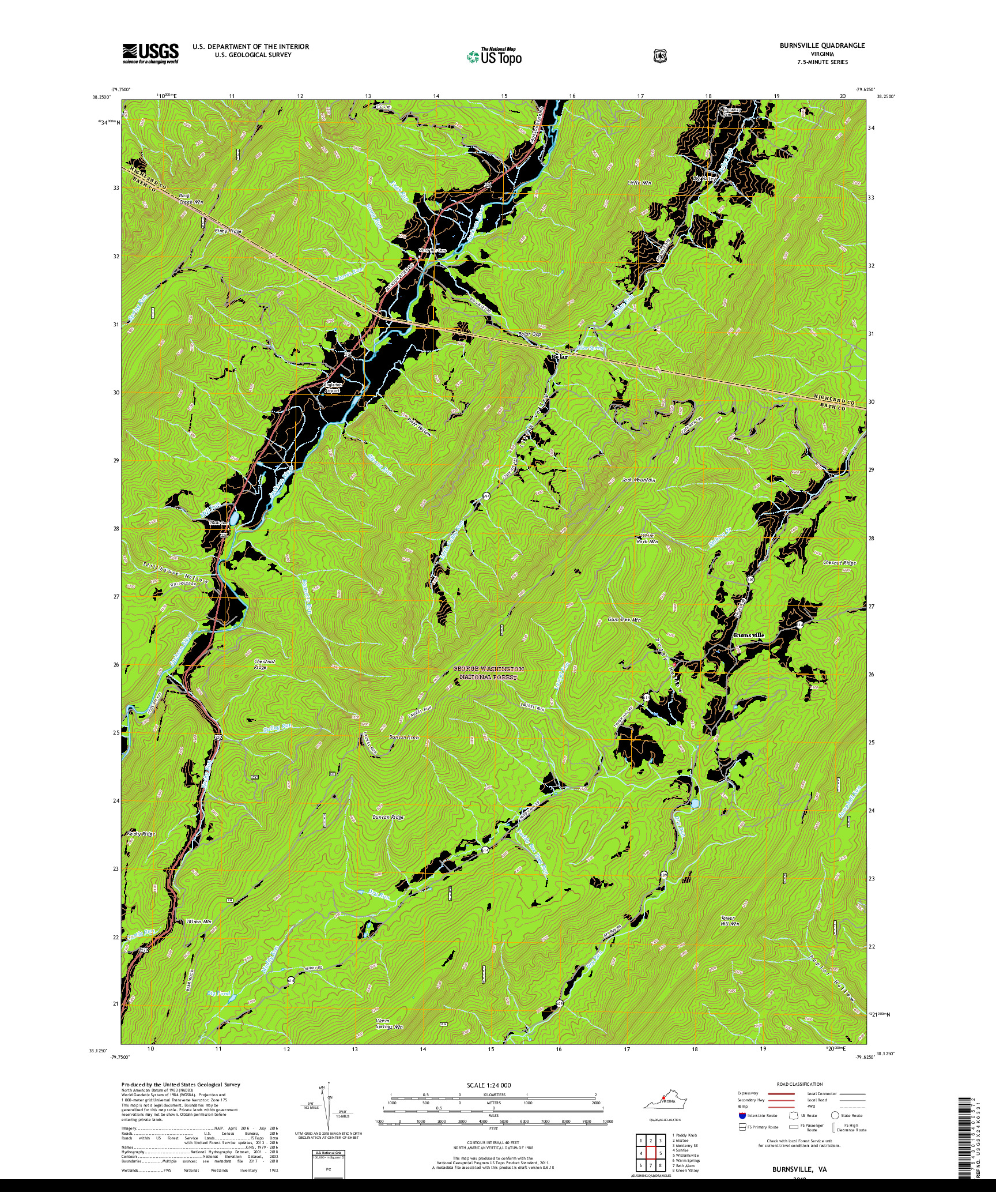 USGS US TOPO 7.5-MINUTE MAP FOR BURNSVILLE, VA 2019