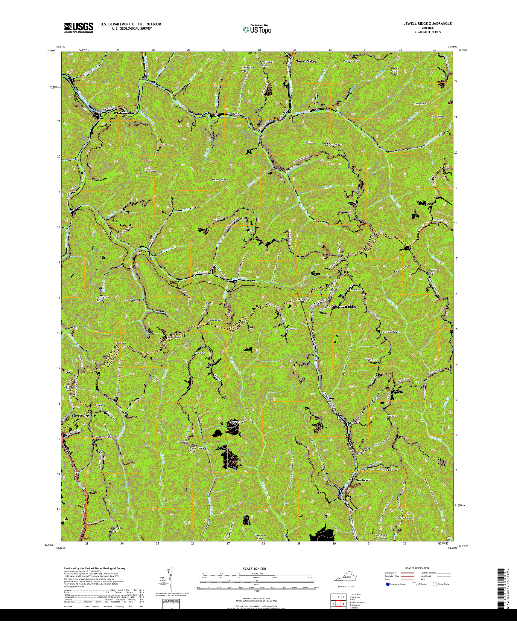 USGS US TOPO 7.5-MINUTE MAP FOR JEWELL RIDGE, VA 2019