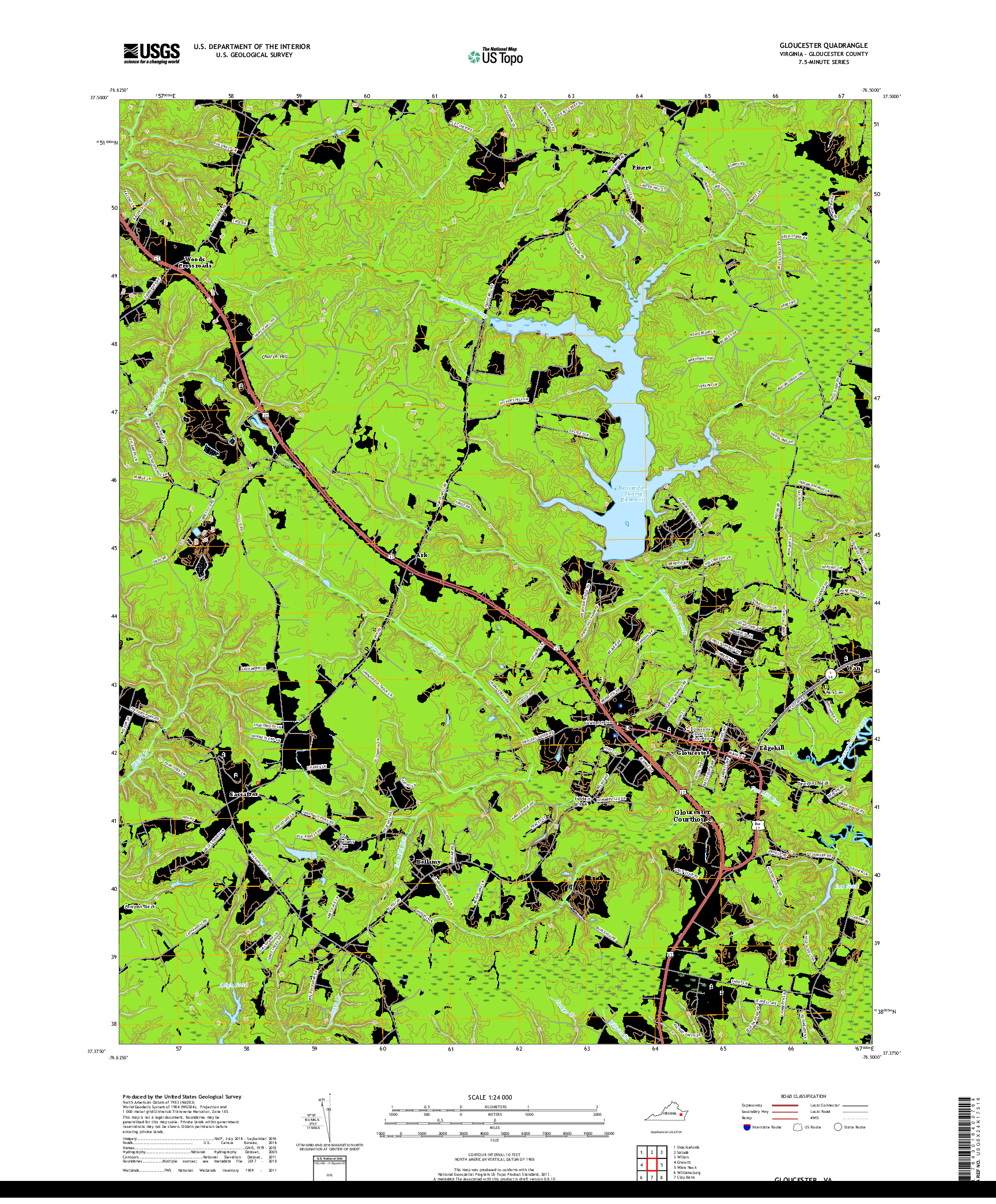 USGS US TOPO 7.5-MINUTE MAP FOR GLOUCESTER, VA 2019