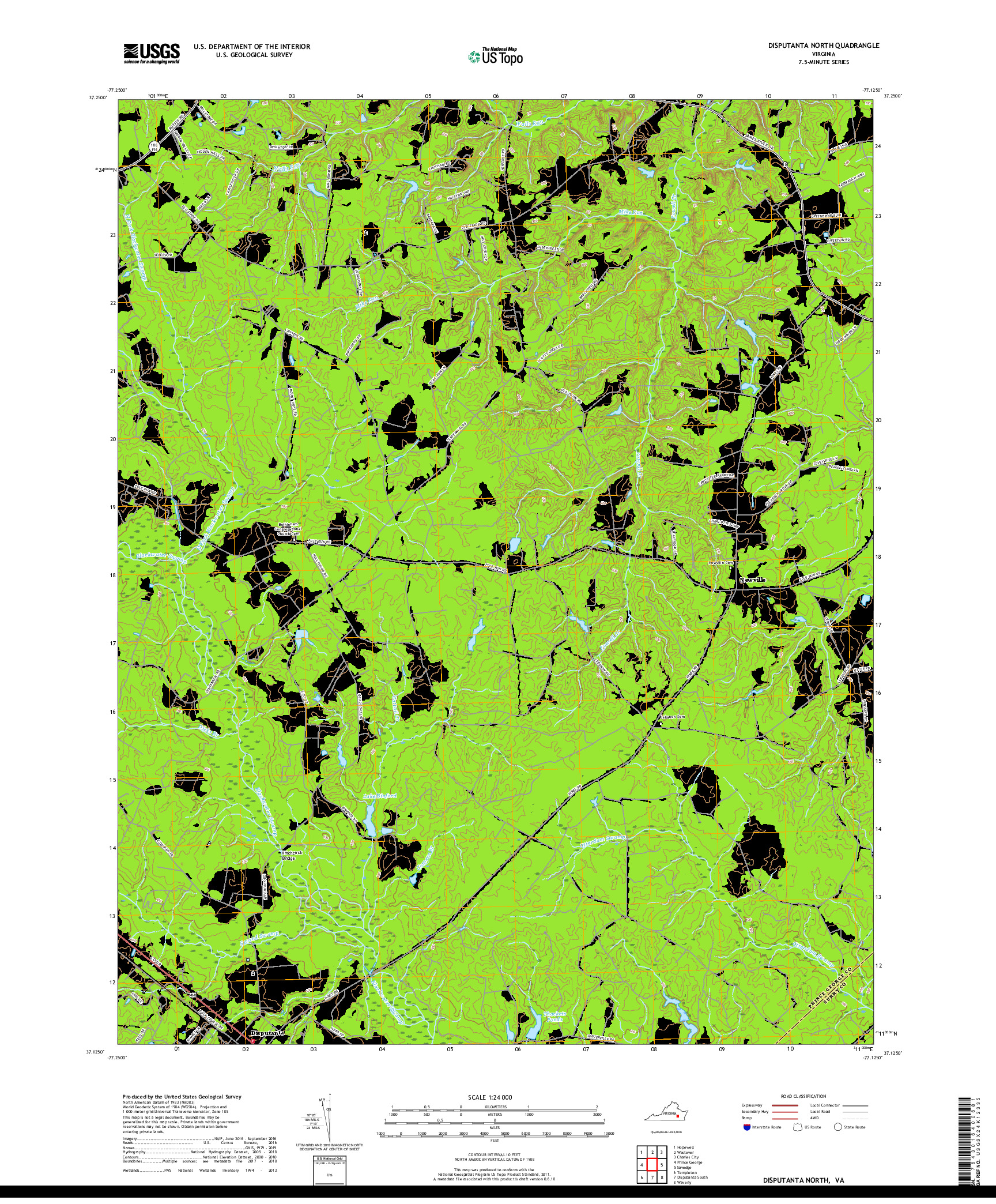 USGS US TOPO 7.5-MINUTE MAP FOR DISPUTANTA NORTH, VA 2019