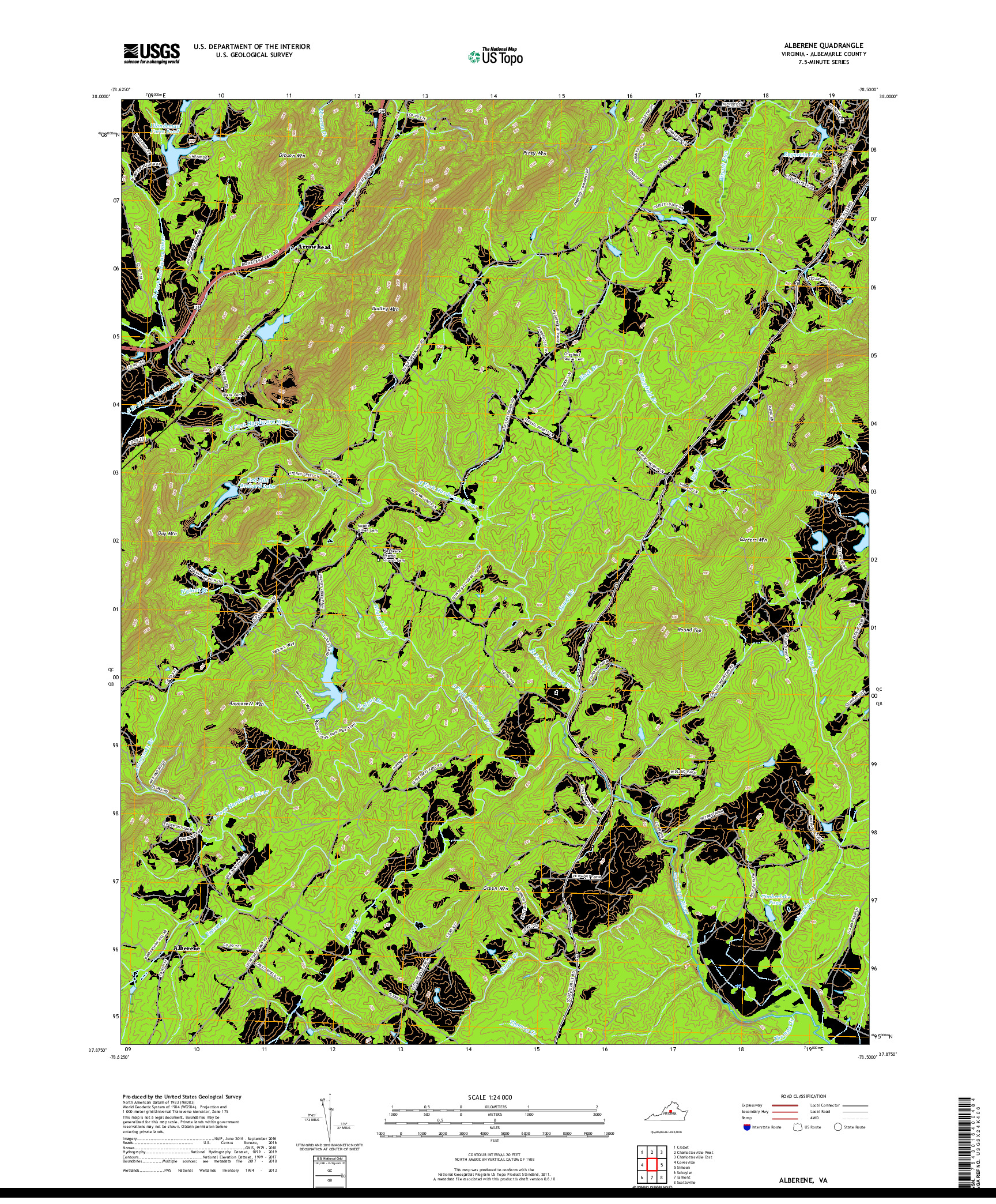 USGS US TOPO 7.5-MINUTE MAP FOR ALBERENE, VA 2019