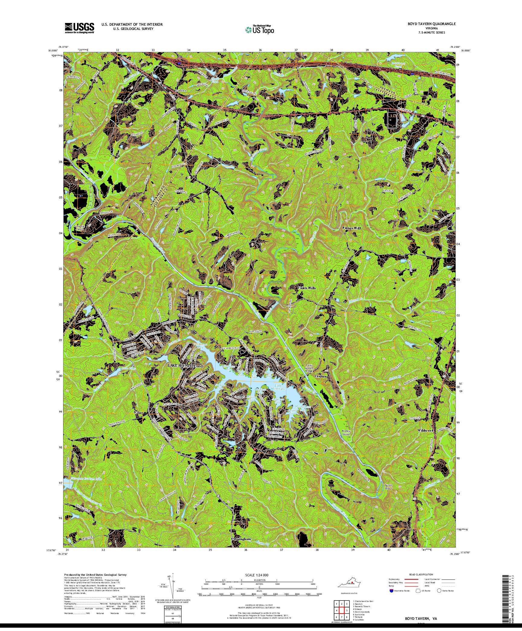 USGS US TOPO 7.5-MINUTE MAP FOR BOYD TAVERN, VA 2019