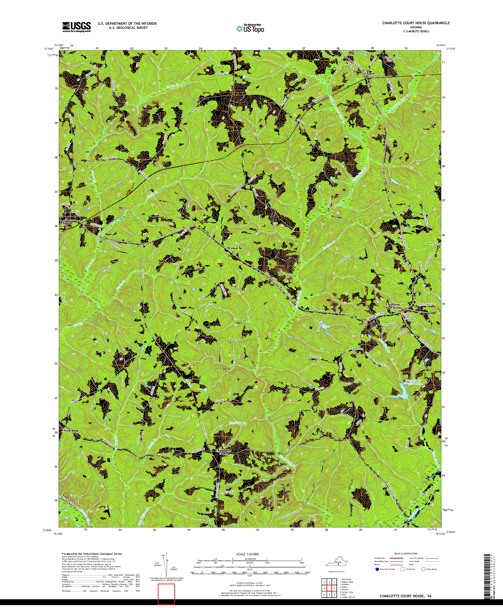 USGS US TOPO 7.5-MINUTE MAP FOR CHARLOTTE COURT HOUSE, VA 2019