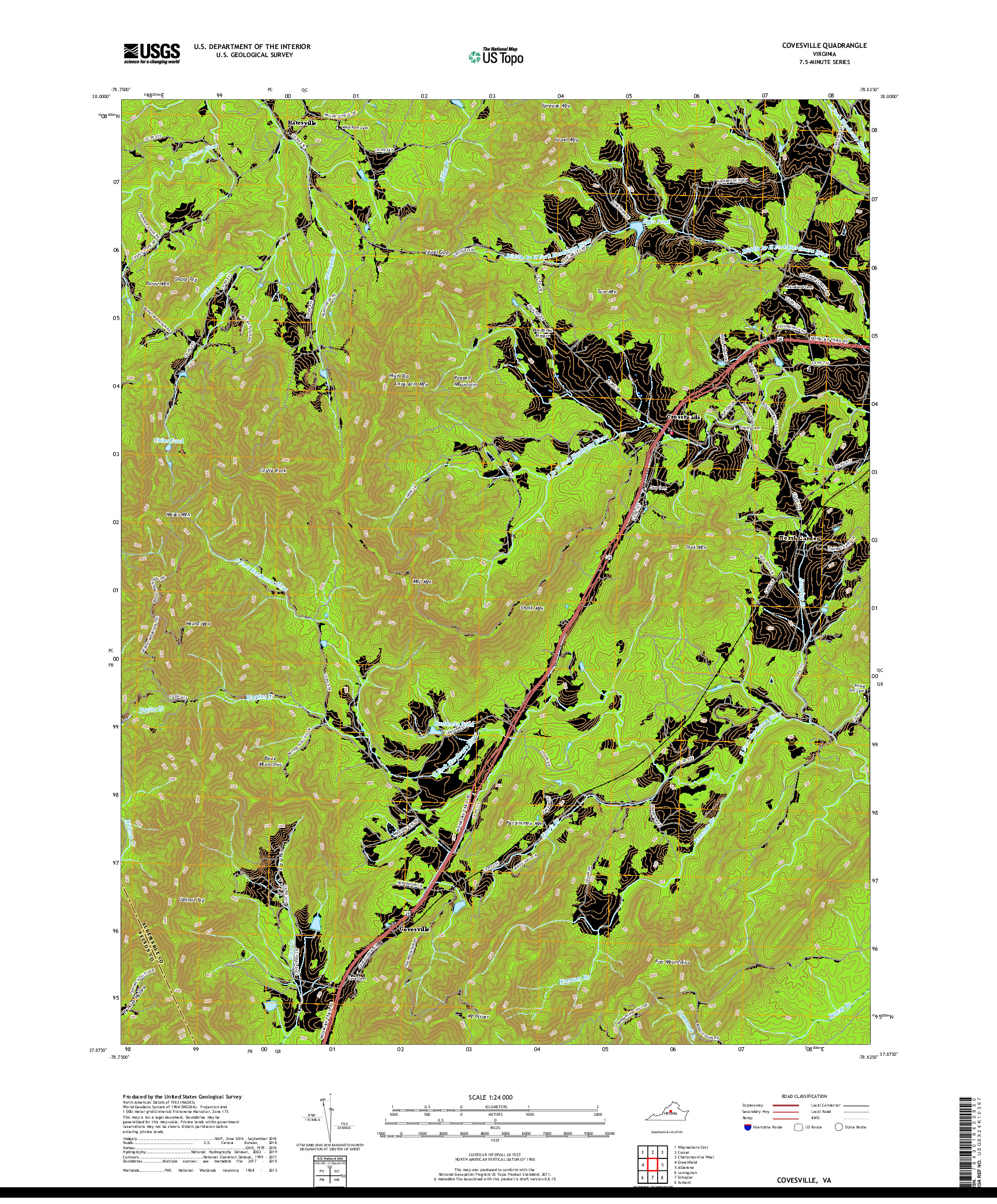 USGS US TOPO 7.5-MINUTE MAP FOR COVESVILLE, VA 2019