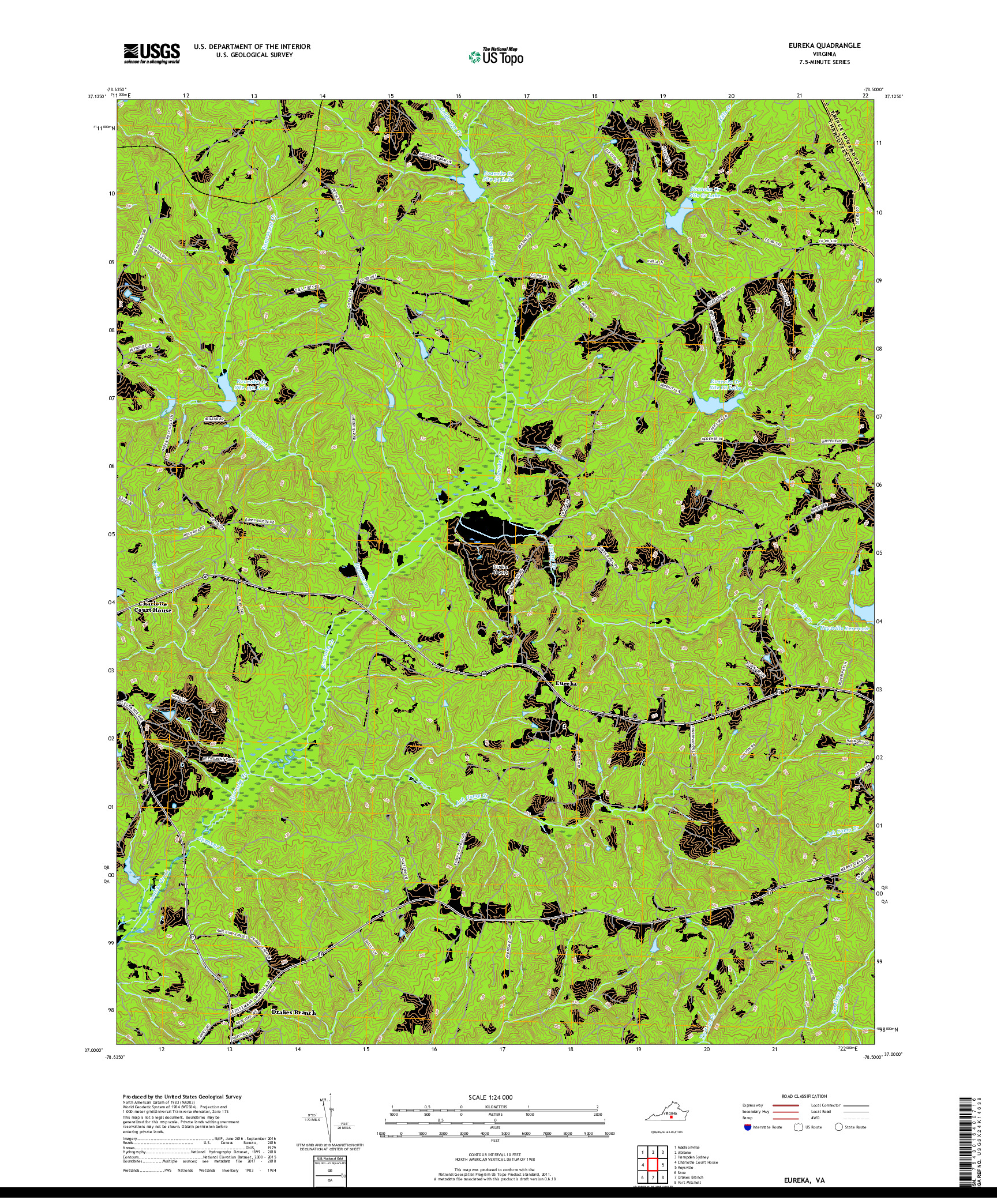 USGS US TOPO 7.5-MINUTE MAP FOR EUREKA, VA 2019