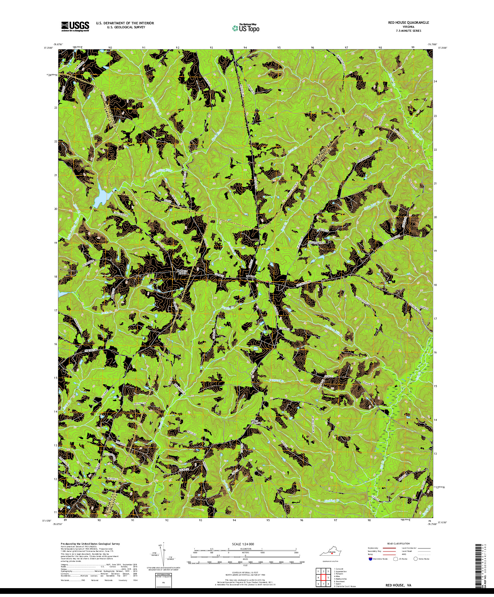 USGS US TOPO 7.5-MINUTE MAP FOR RED HOUSE, VA 2019