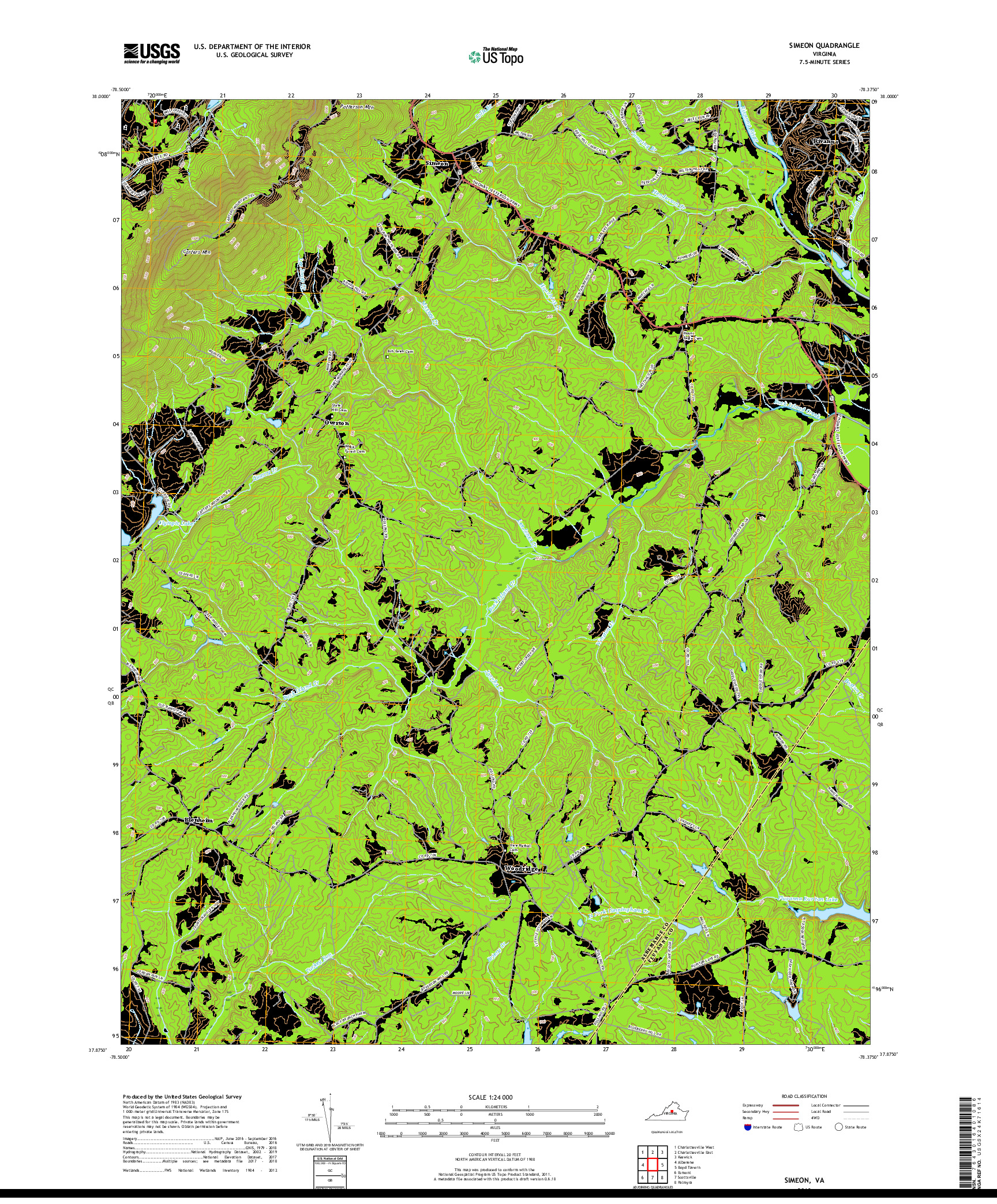 USGS US TOPO 7.5-MINUTE MAP FOR SIMEON, VA 2019