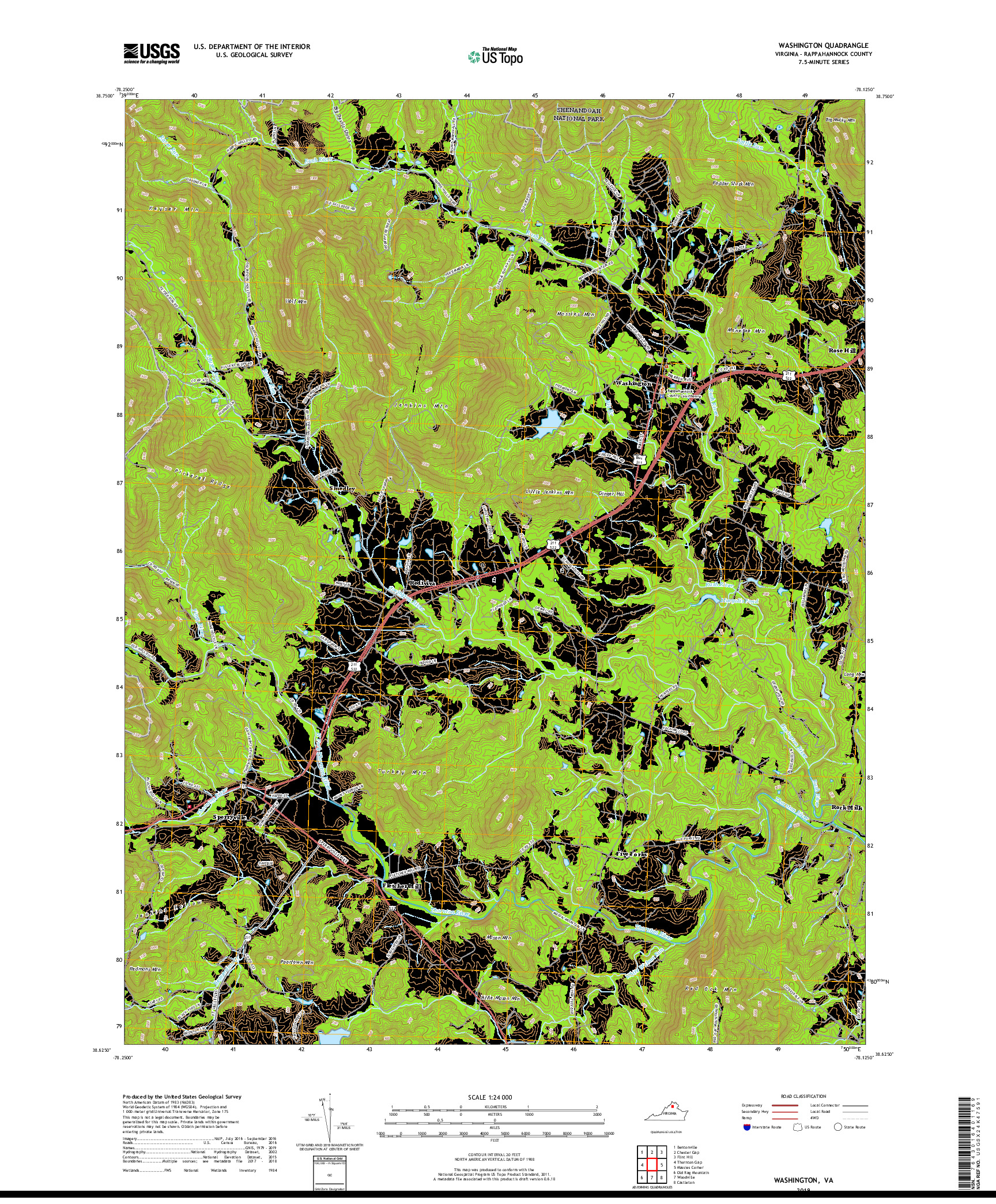 USGS US TOPO 7.5-MINUTE MAP FOR WASHINGTON, VA 2019