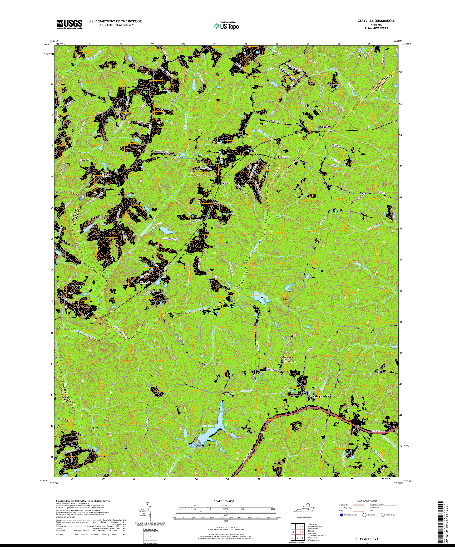 USGS US TOPO 7.5-MINUTE MAP FOR CLAYVILLE, VA 2019