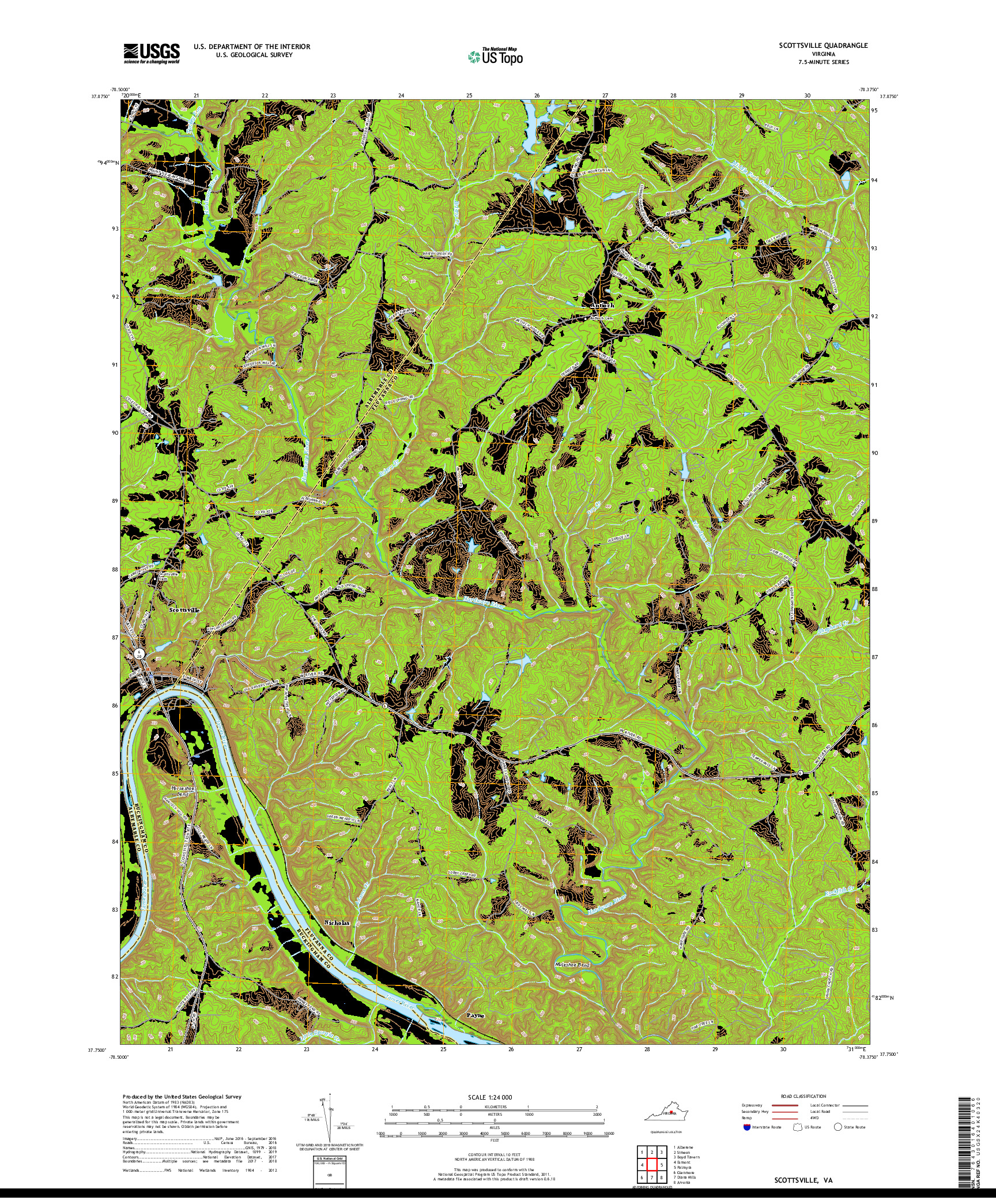 USGS US TOPO 7.5-MINUTE MAP FOR SCOTTSVILLE, VA 2019