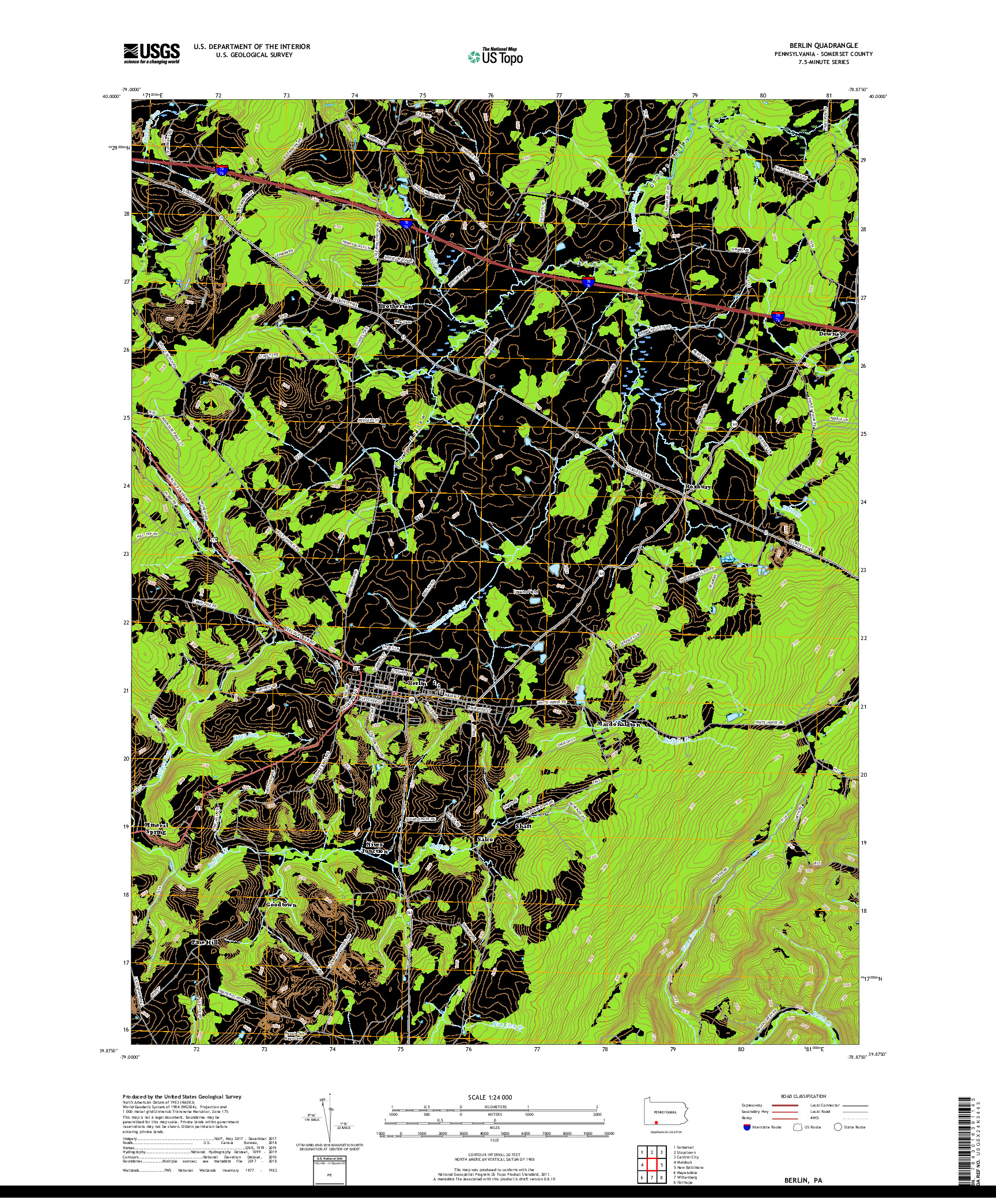 USGS US TOPO 7.5-MINUTE MAP FOR BERLIN, PA 2019