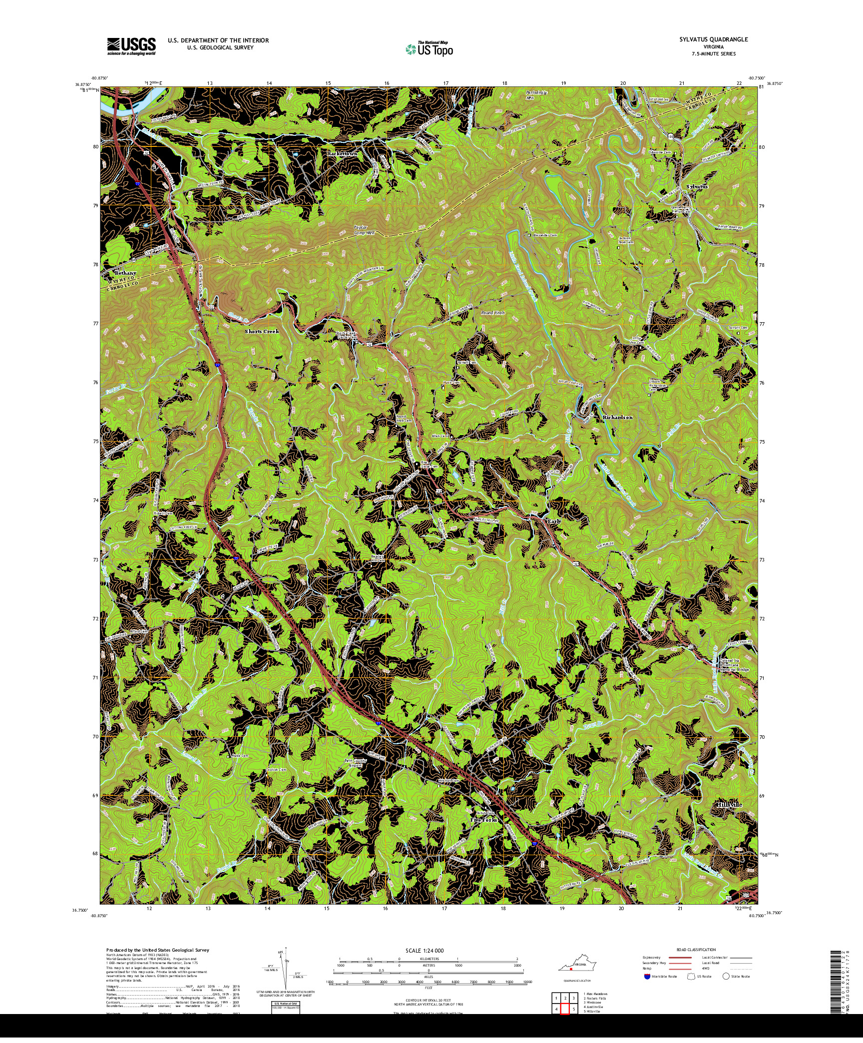 USGS US TOPO 7.5-MINUTE MAP FOR SYLVATUS, VA 2019