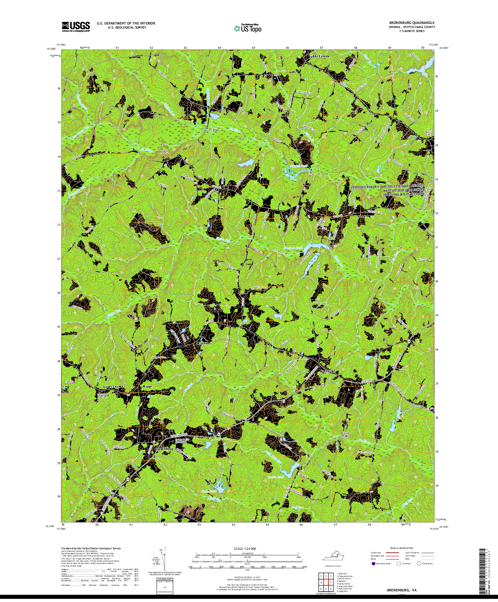 USGS US TOPO 7.5-MINUTE MAP FOR BROKENBURG, VA 2019