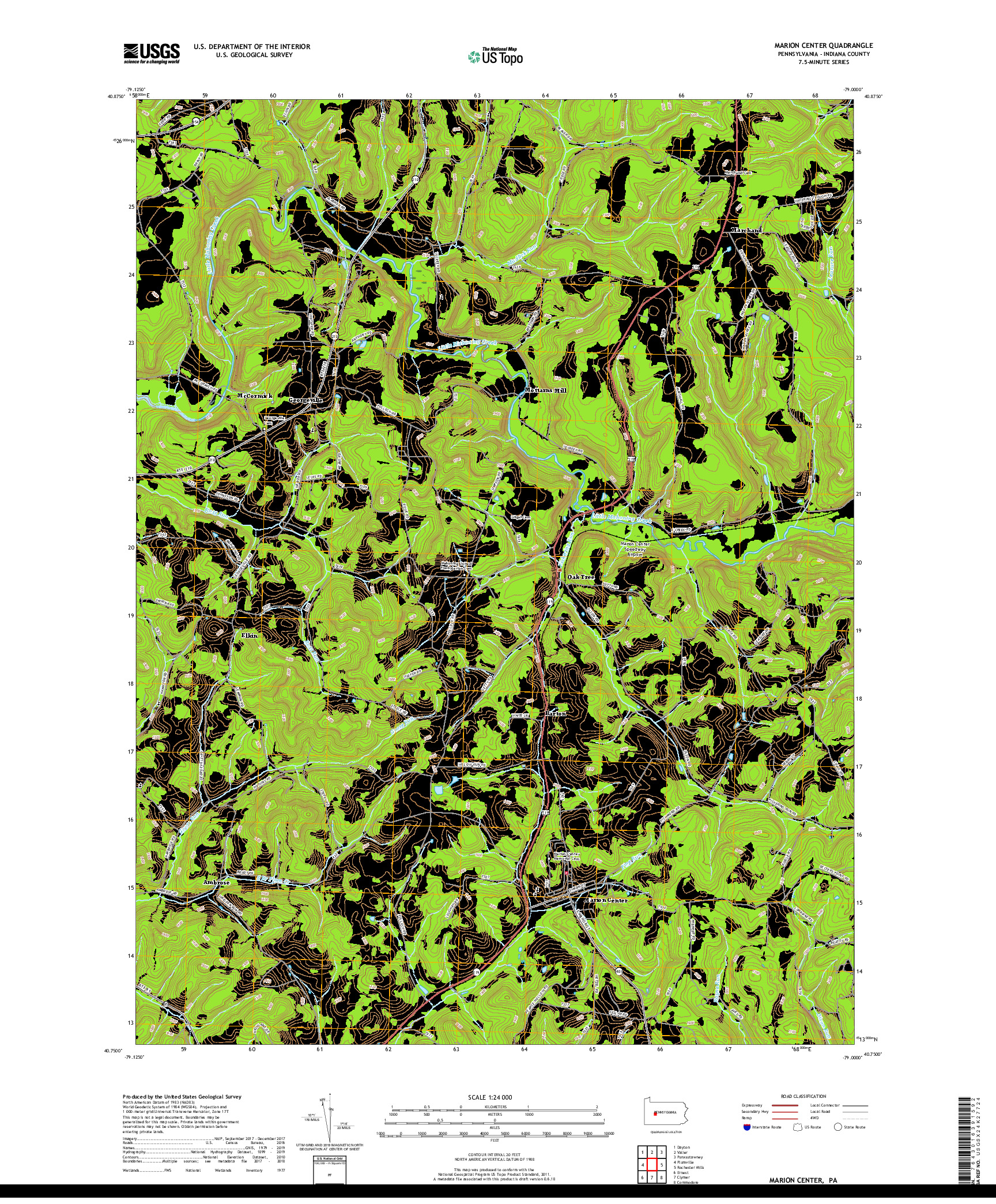 USGS US TOPO 7.5-MINUTE MAP FOR MARION CENTER, PA 2019