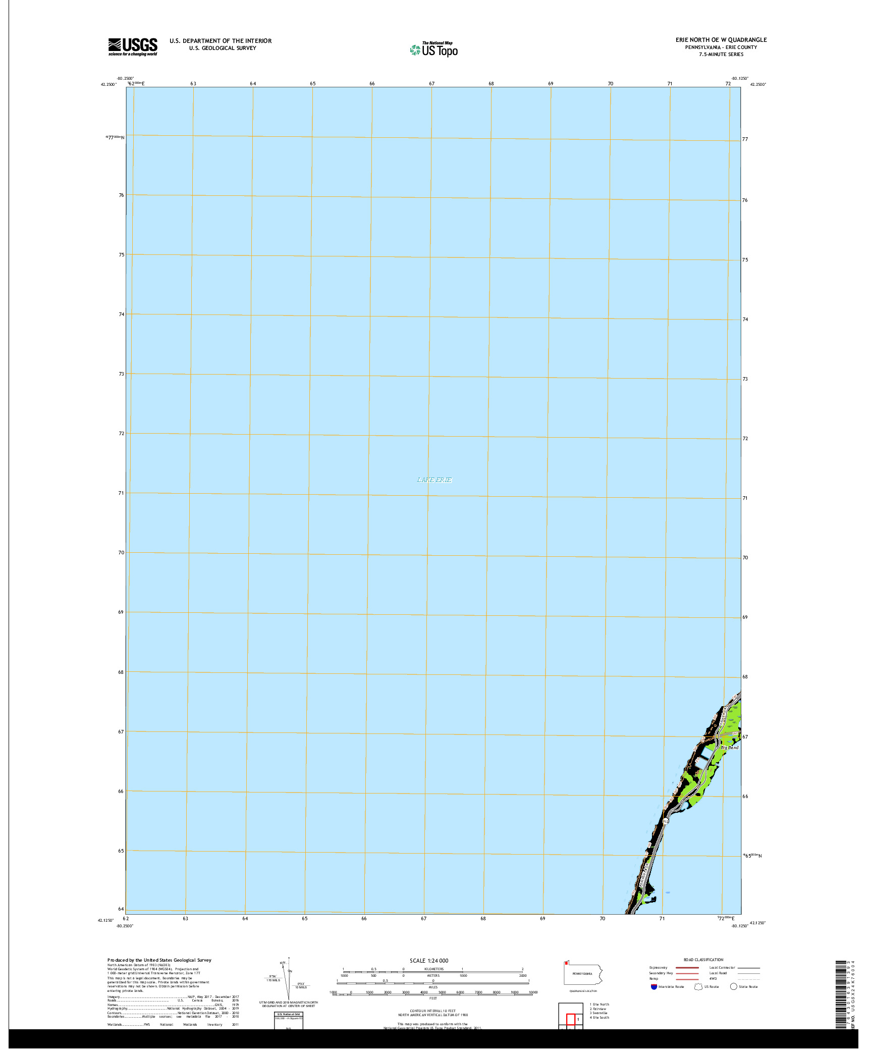 USGS US TOPO 7.5-MINUTE MAP FOR ERIE NORTH OE W, PA 2019