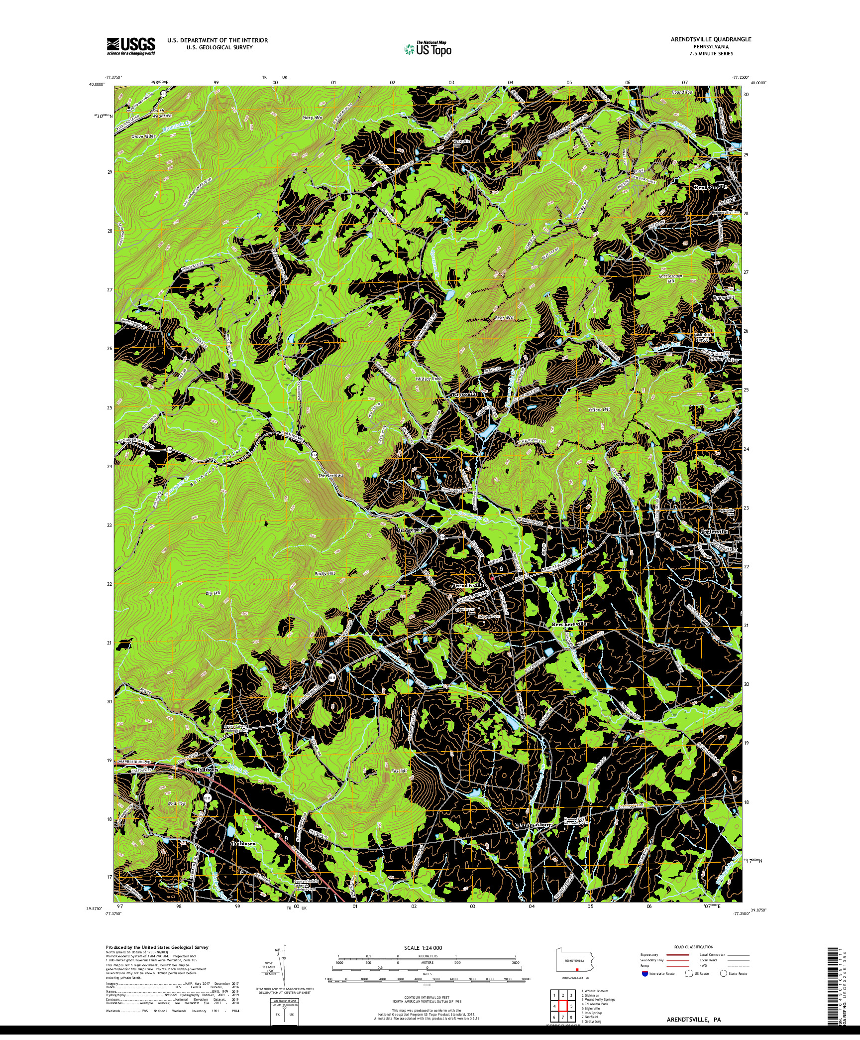 USGS US TOPO 7.5-MINUTE MAP FOR ARENDTSVILLE, PA 2019