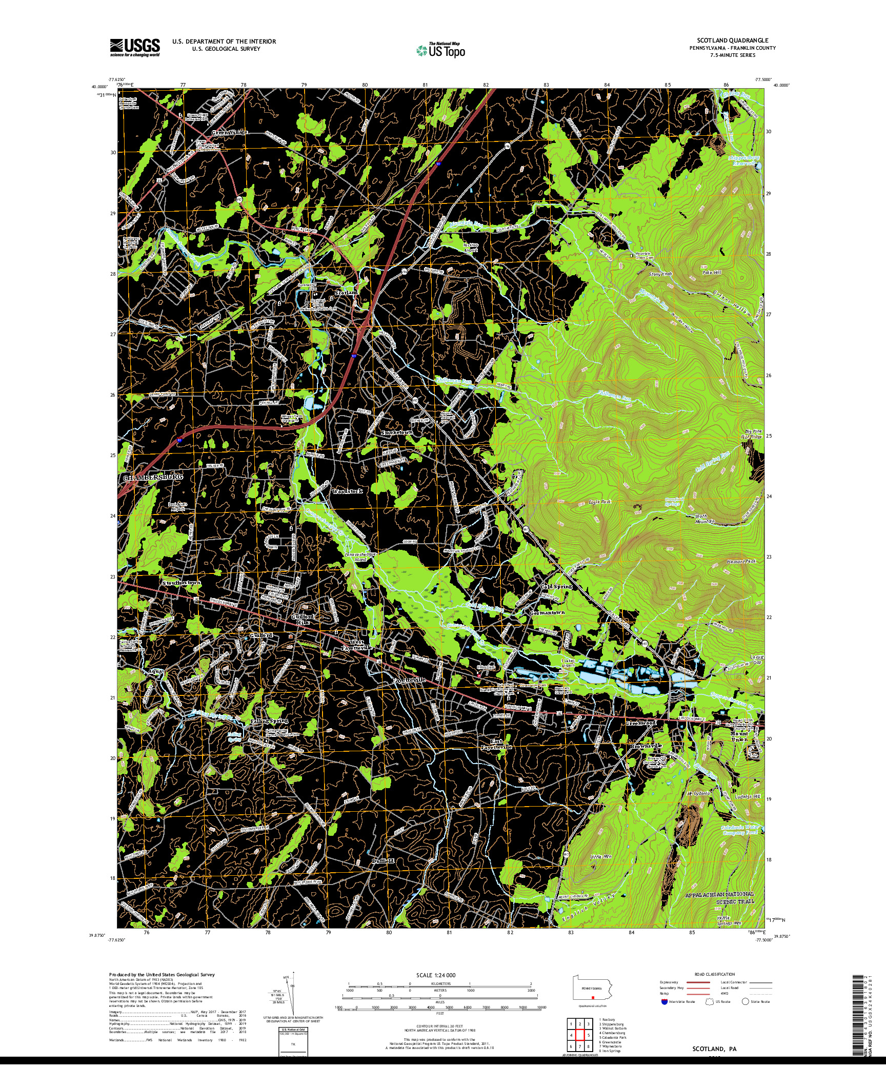 USGS US TOPO 7.5-MINUTE MAP FOR SCOTLAND, PA 2019