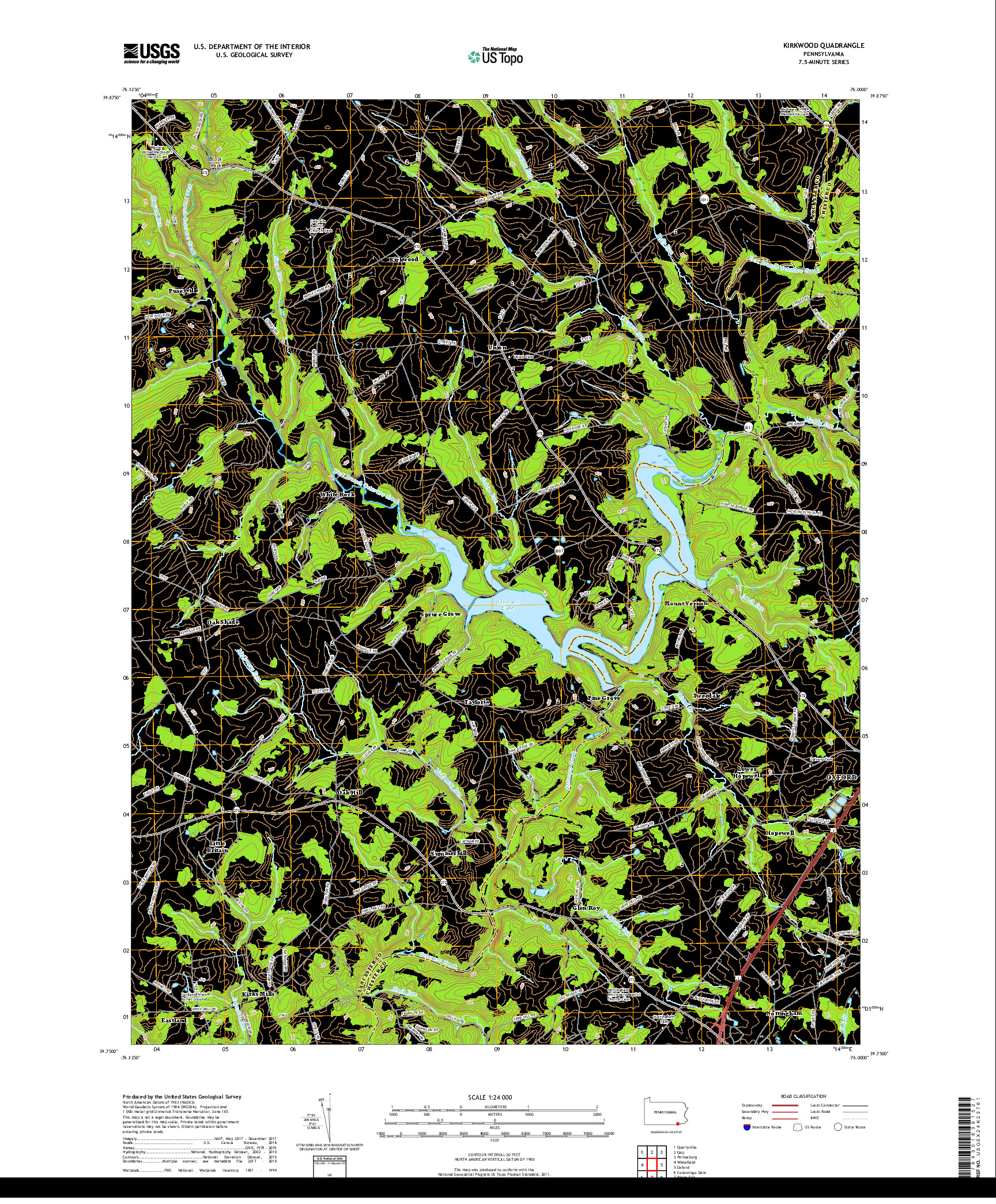 USGS US TOPO 7.5-MINUTE MAP FOR KIRKWOOD, PA 2019