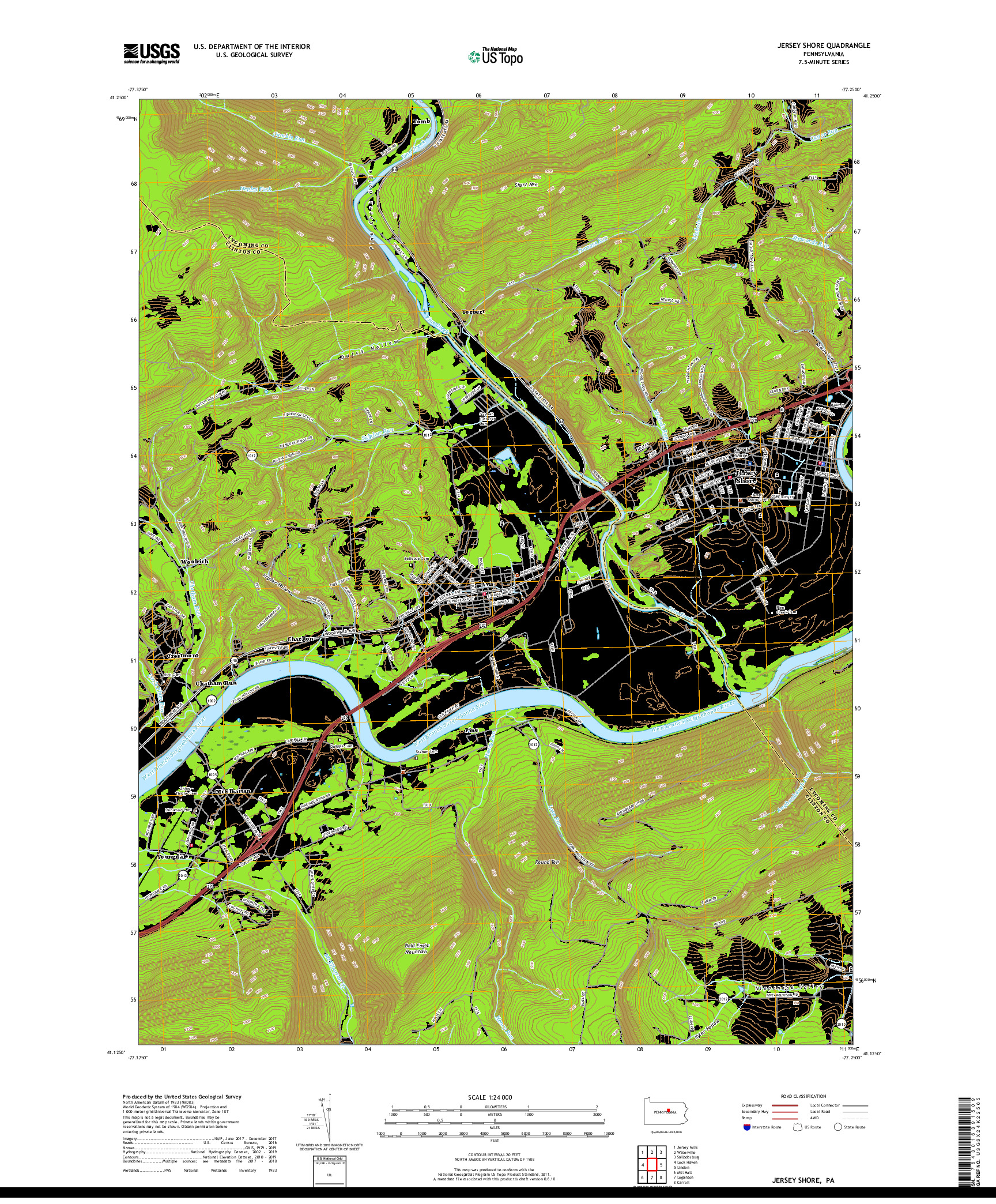 USGS US TOPO 7.5-MINUTE MAP FOR JERSEY SHORE, PA 2019