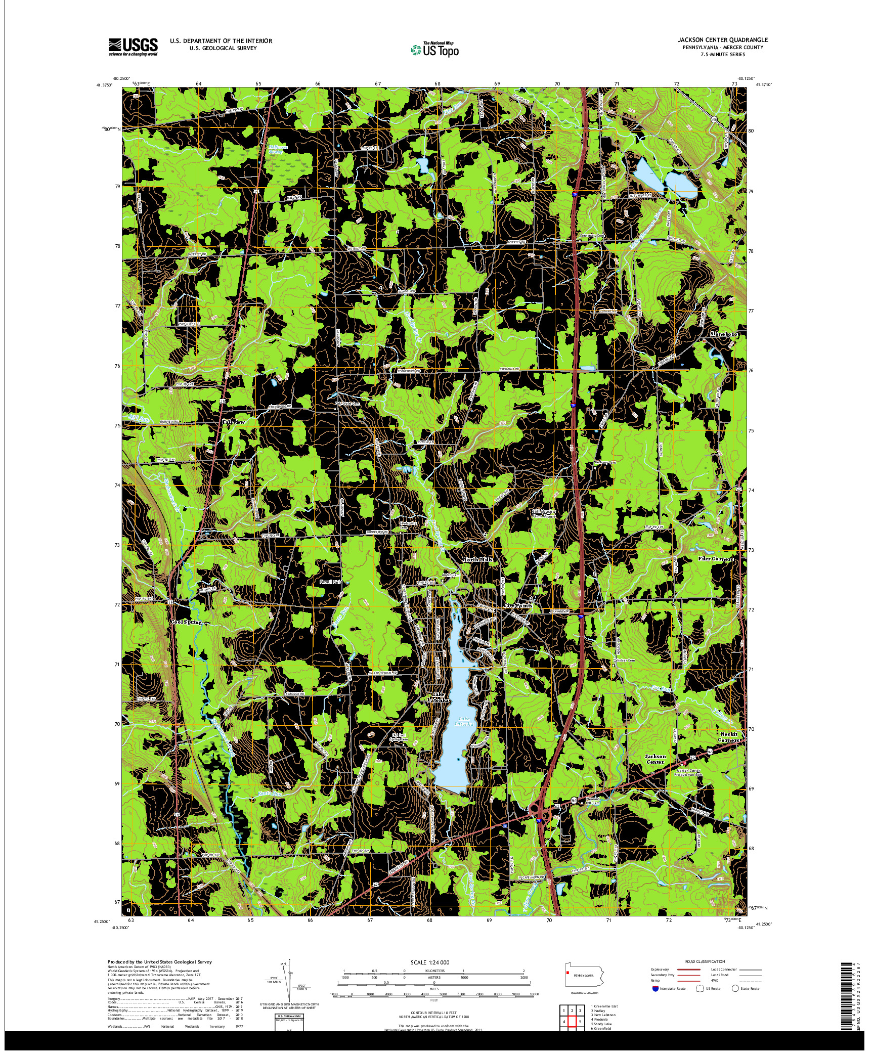 USGS US TOPO 7.5-MINUTE MAP FOR JACKSON CENTER, PA 2019