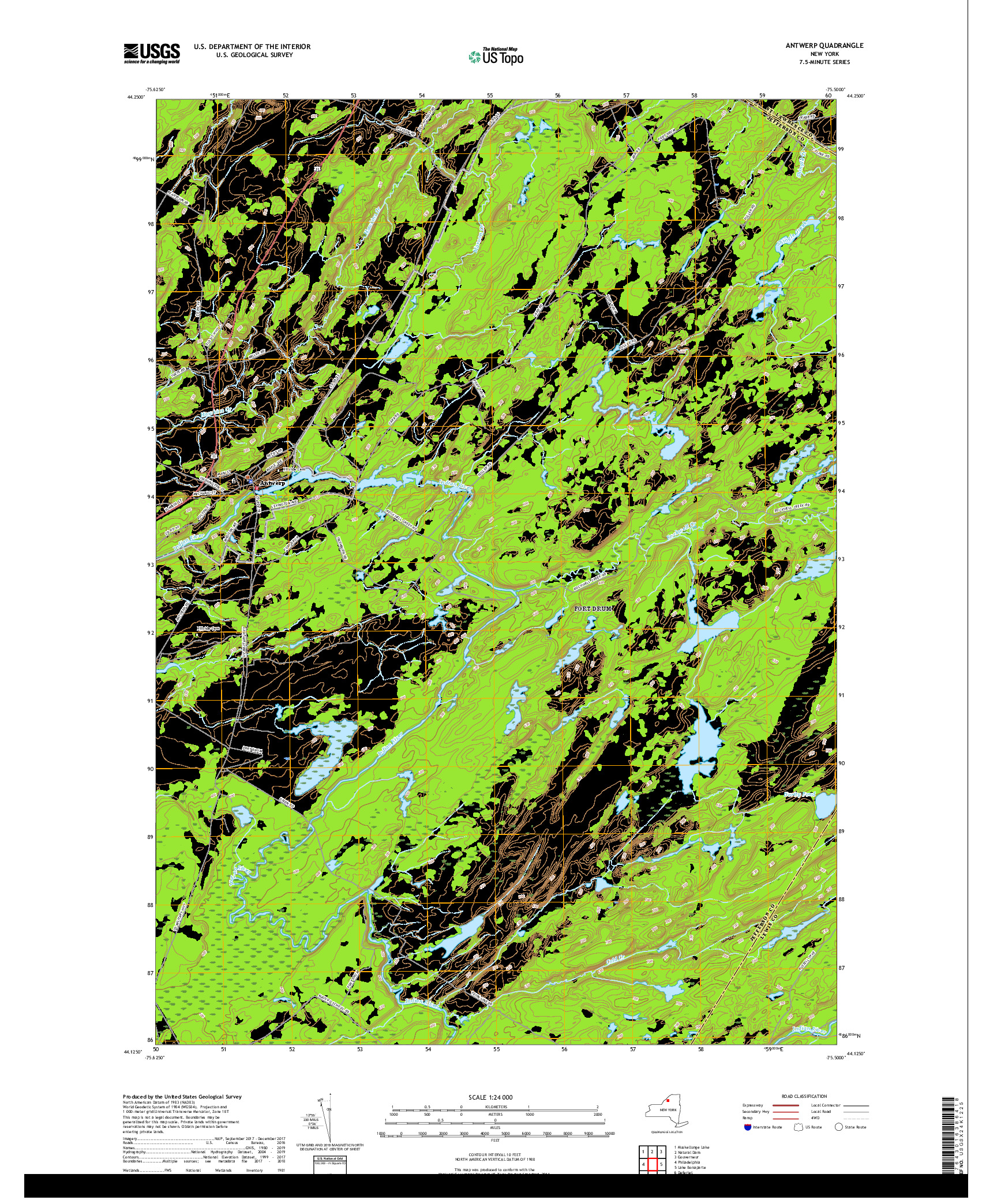 USGS US TOPO 7.5-MINUTE MAP FOR ANTWERP, NY 2019