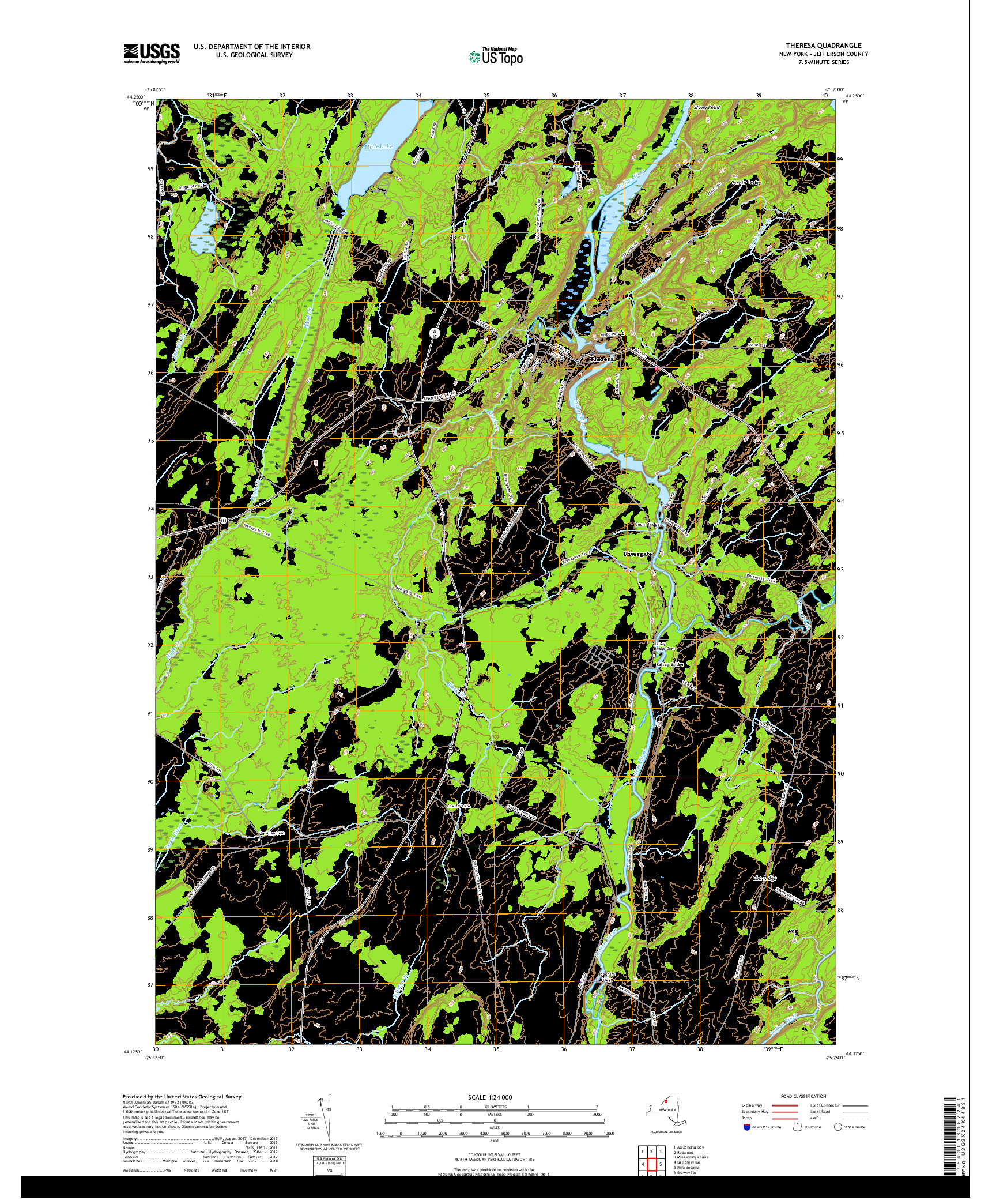 USGS US TOPO 7.5-MINUTE MAP FOR THERESA, NY 2019