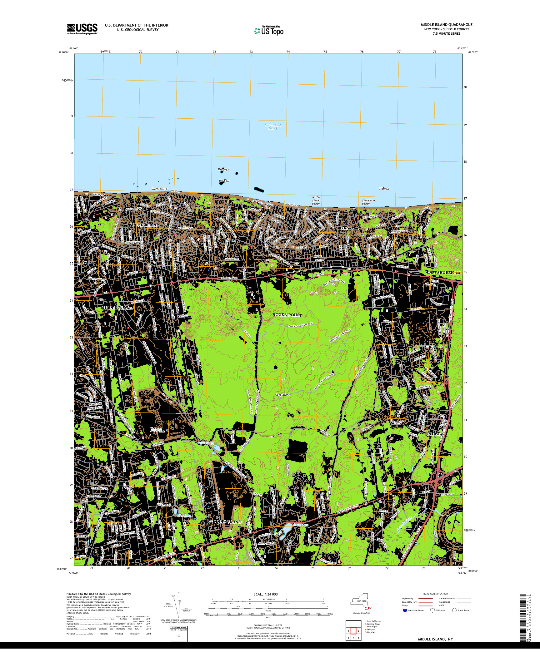 USGS US TOPO 7.5-MINUTE MAP FOR MIDDLE ISLAND, NY 2019