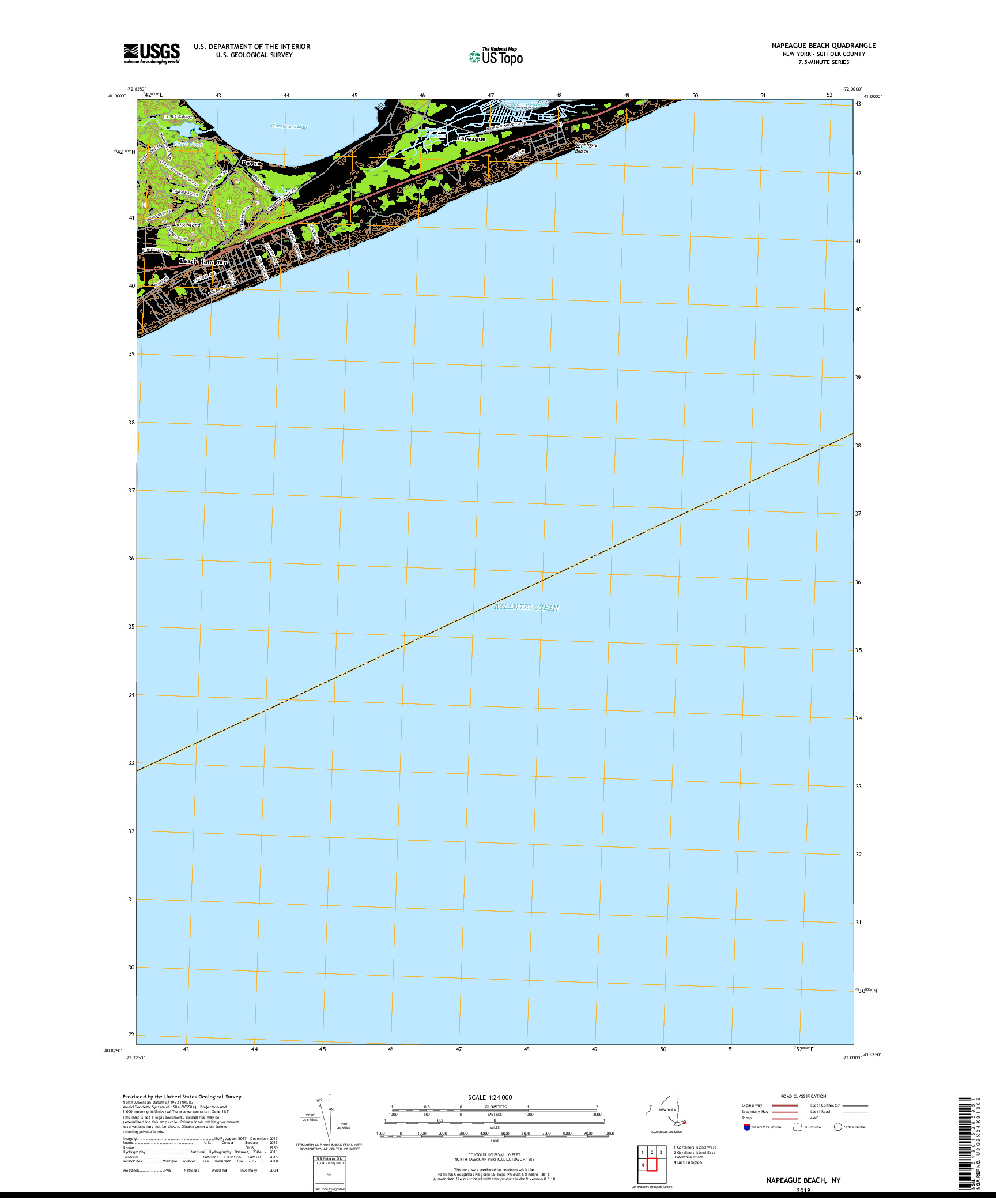 USGS US TOPO 7.5-MINUTE MAP FOR NAPEAGUE BEACH, NY 2019