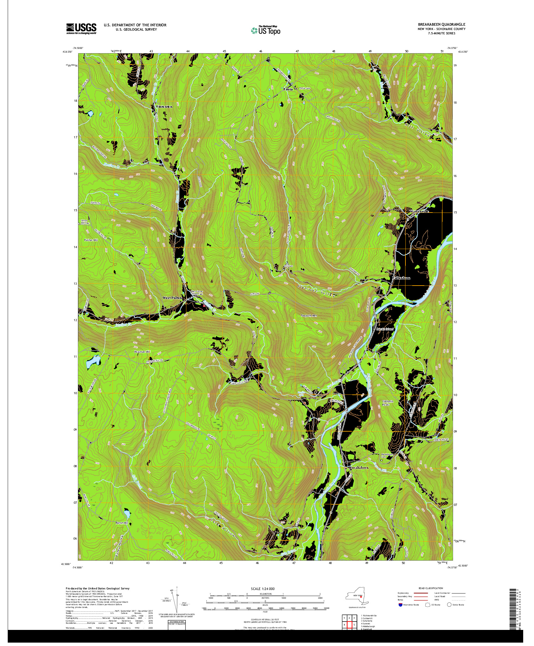 USGS US TOPO 7.5-MINUTE MAP FOR BREAKABEEN, NY 2019