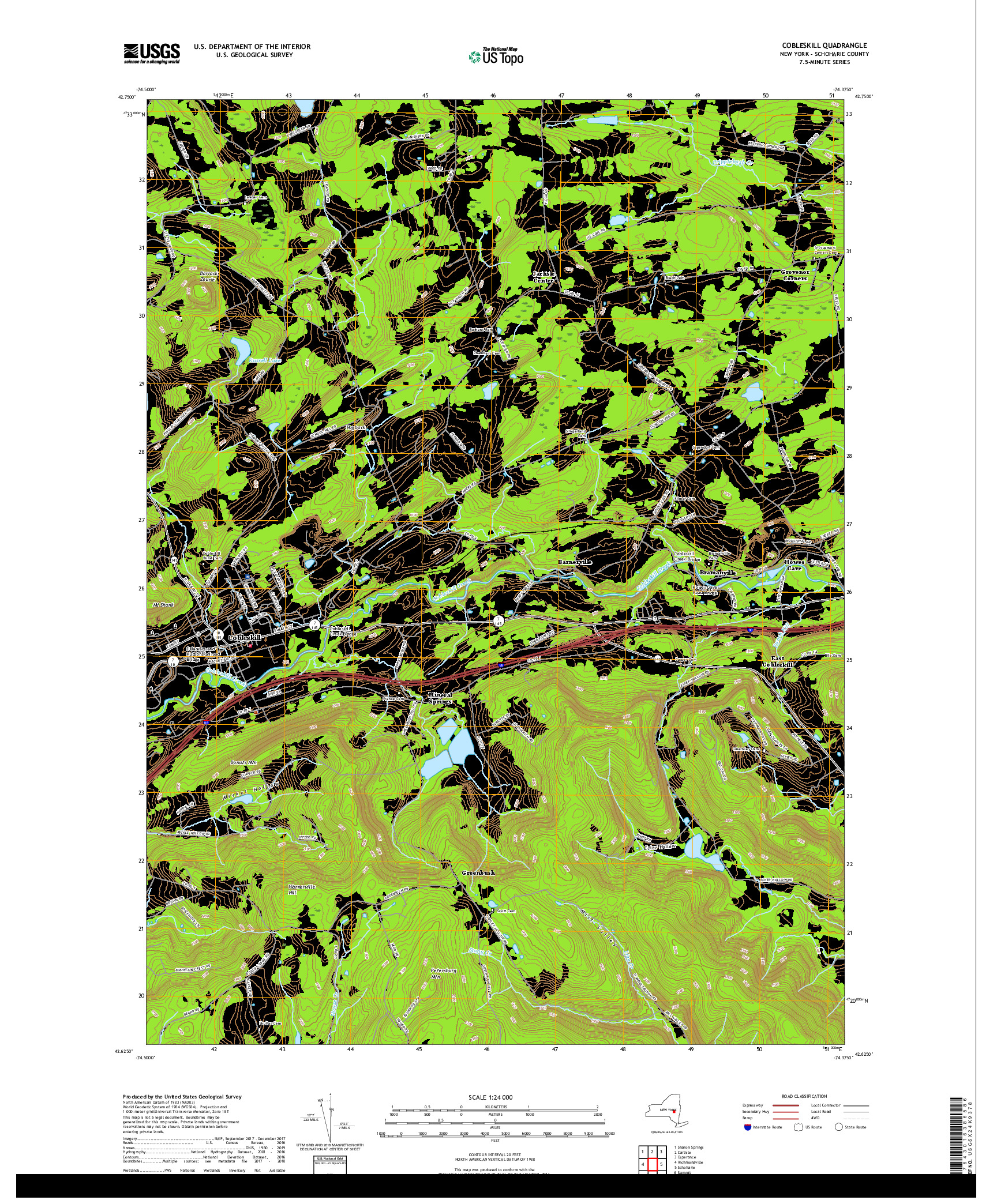 USGS US TOPO 7.5-MINUTE MAP FOR COBLESKILL, NY 2019