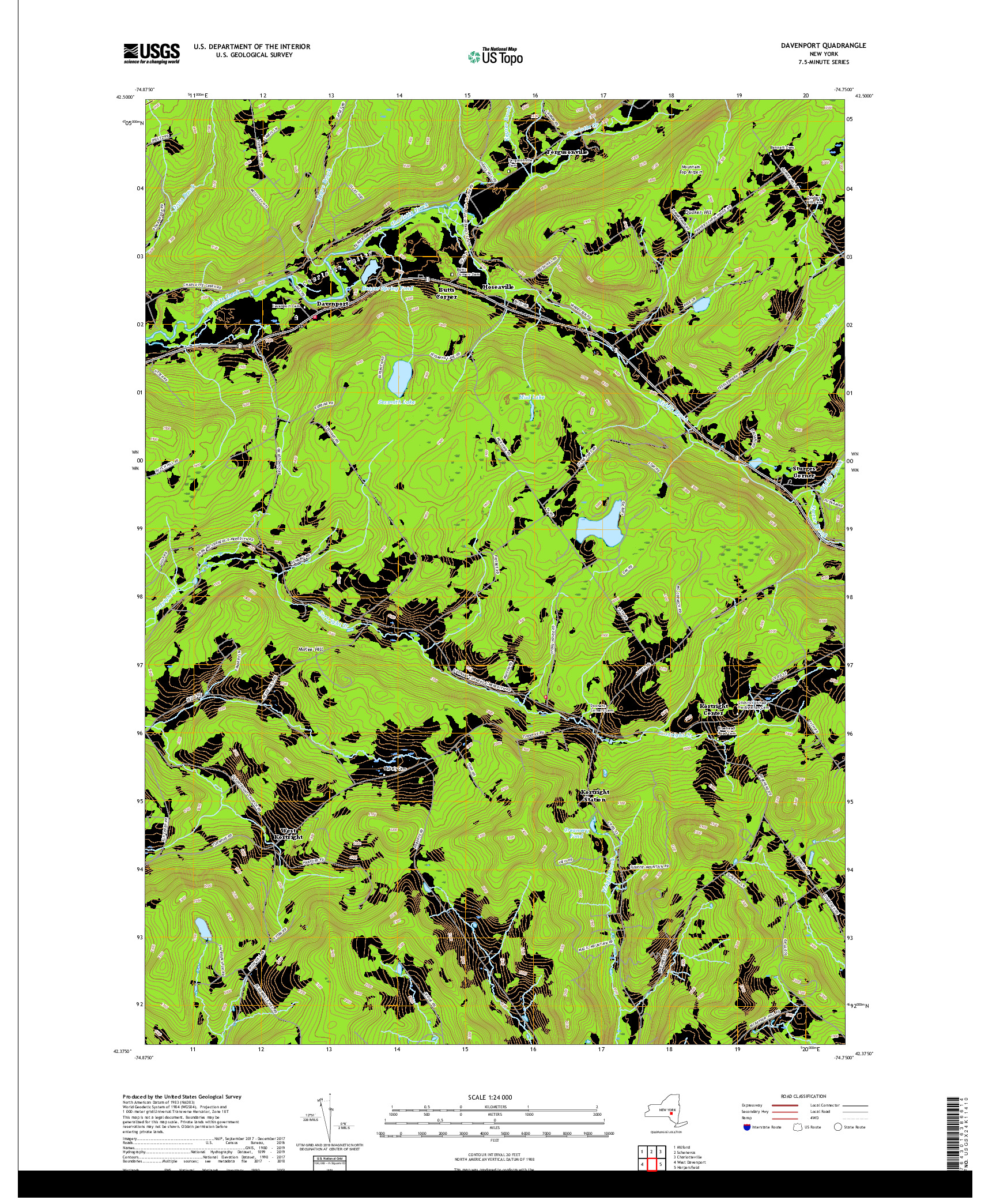 USGS US TOPO 7.5-MINUTE MAP FOR DAVENPORT, NY 2019