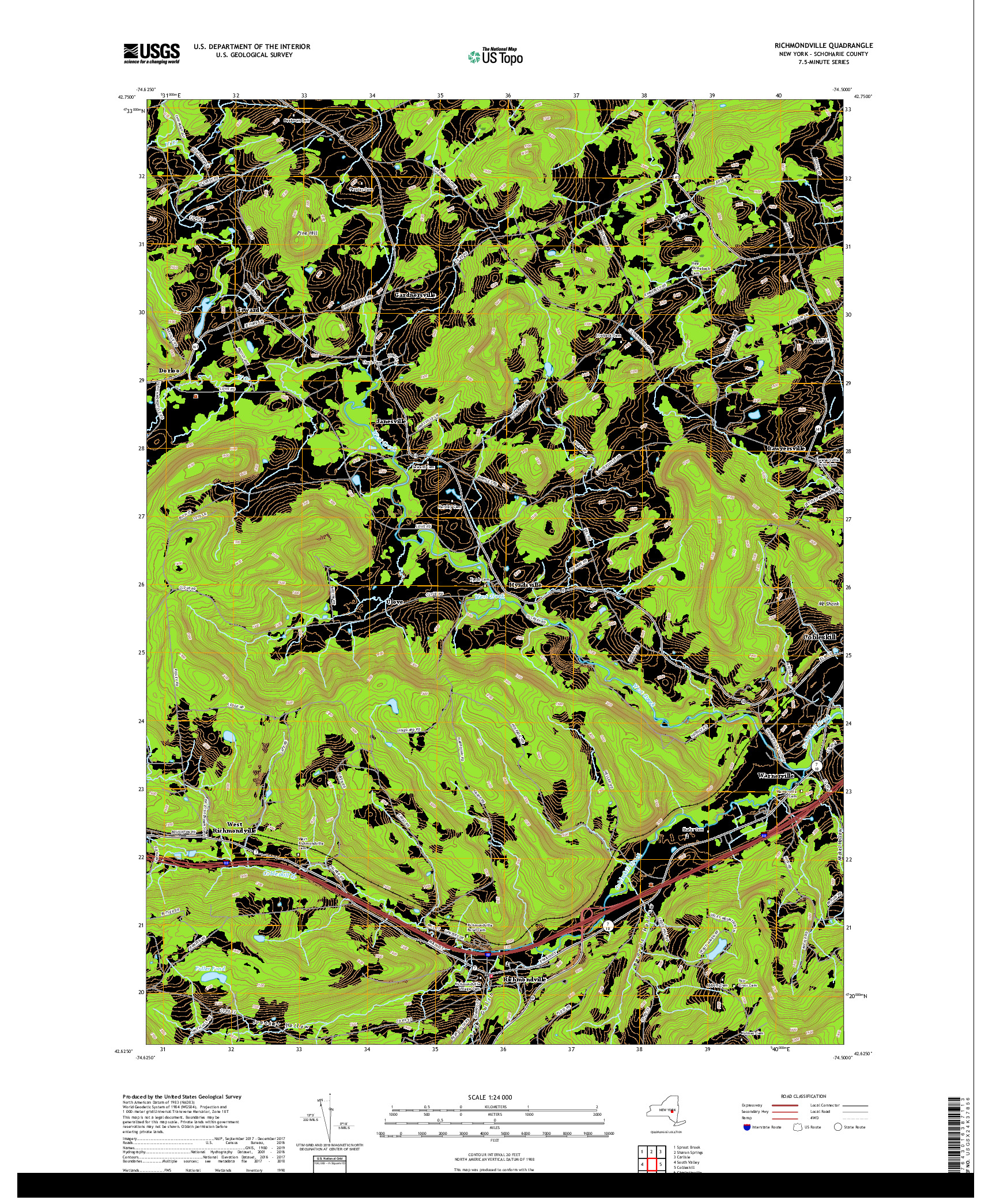 USGS US TOPO 7.5-MINUTE MAP FOR RICHMONDVILLE, NY 2019