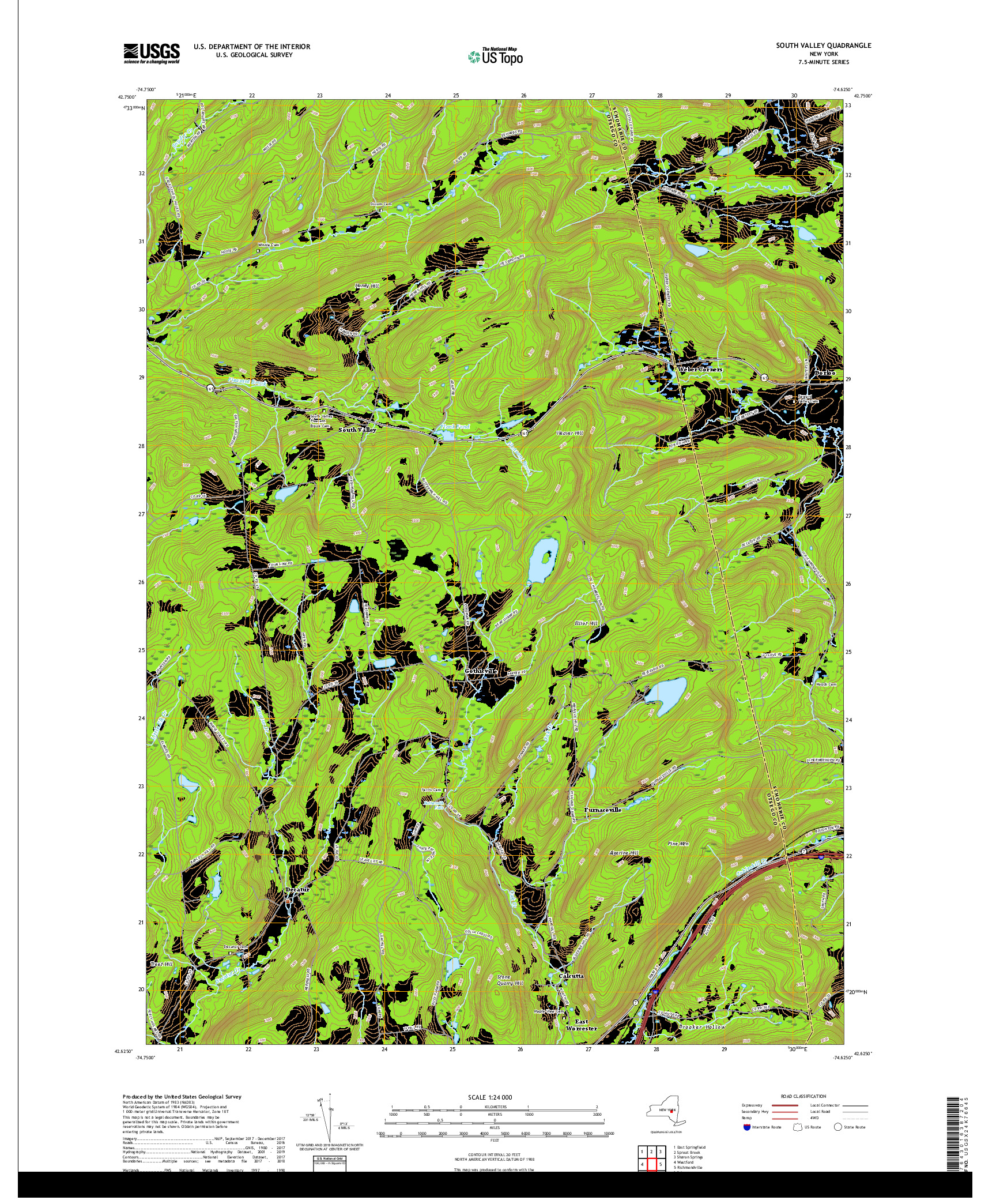 USGS US TOPO 7.5-MINUTE MAP FOR SOUTH VALLEY, NY 2019