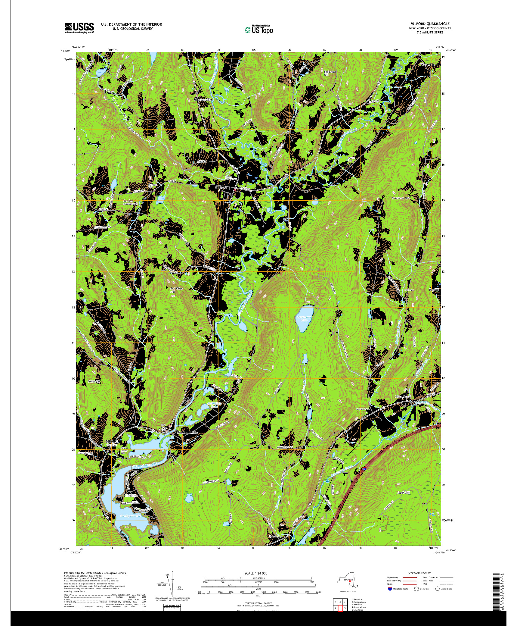 USGS US TOPO 7.5-MINUTE MAP FOR MILFORD, NY 2019