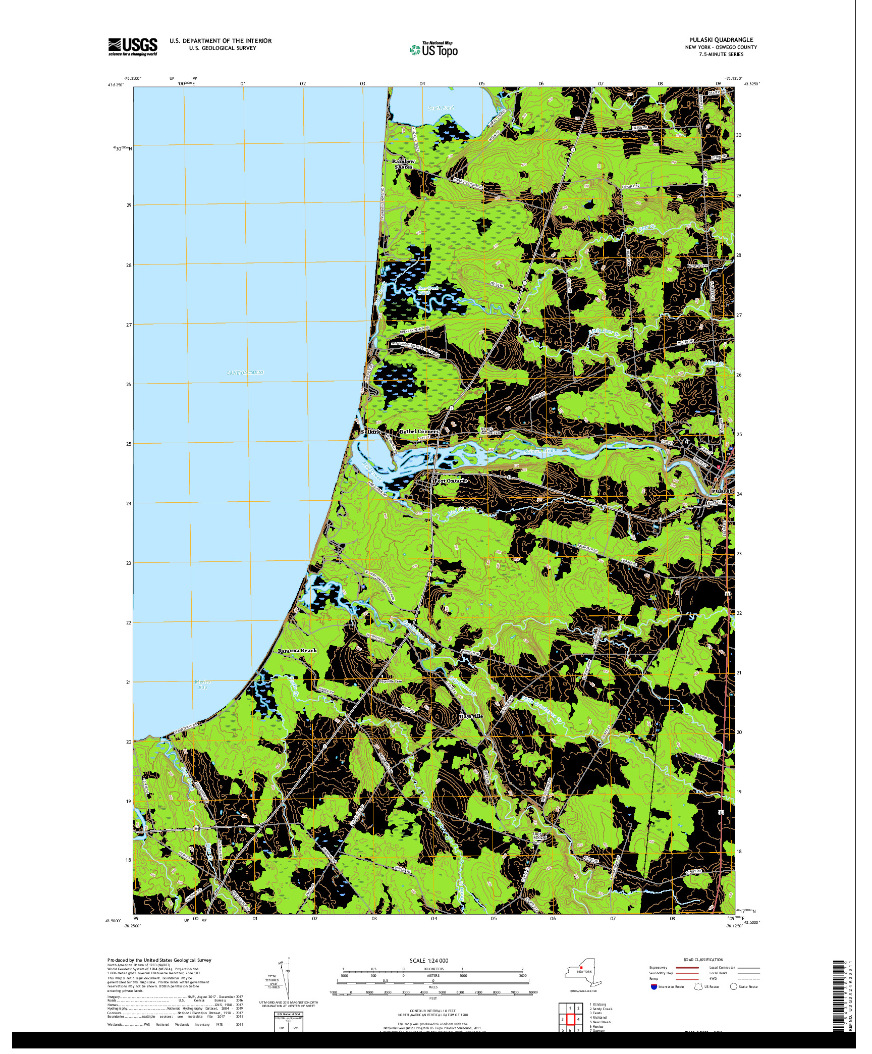 USGS US TOPO 7.5-MINUTE MAP FOR PULASKI, NY 2019