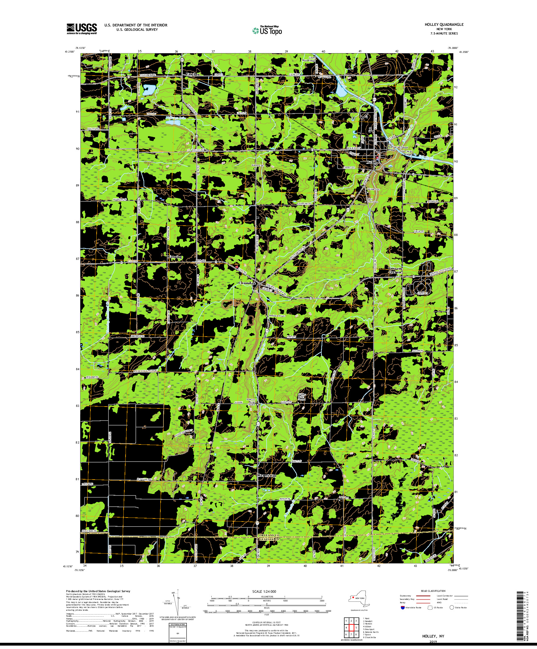 USGS US TOPO 7.5-MINUTE MAP FOR HOLLEY, NY 2019