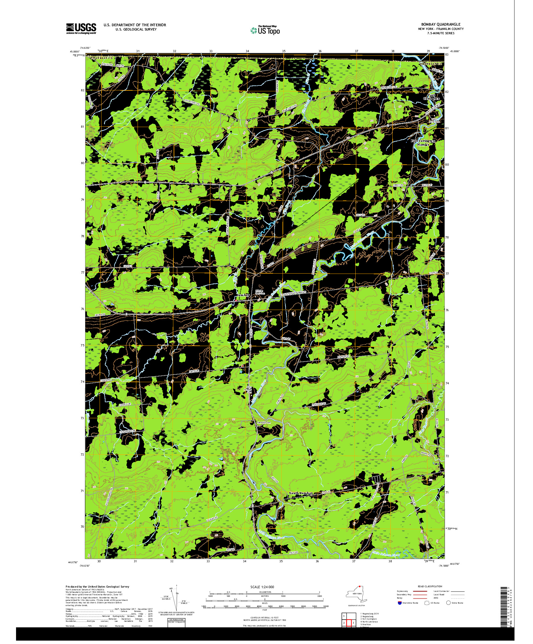 USGS US TOPO 7.5-MINUTE MAP FOR BOMBAY, NY 2019