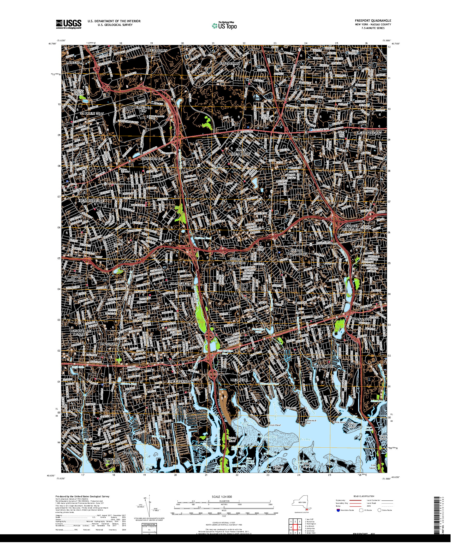 USGS US TOPO 7.5-MINUTE MAP FOR FREEPORT, NY 2019