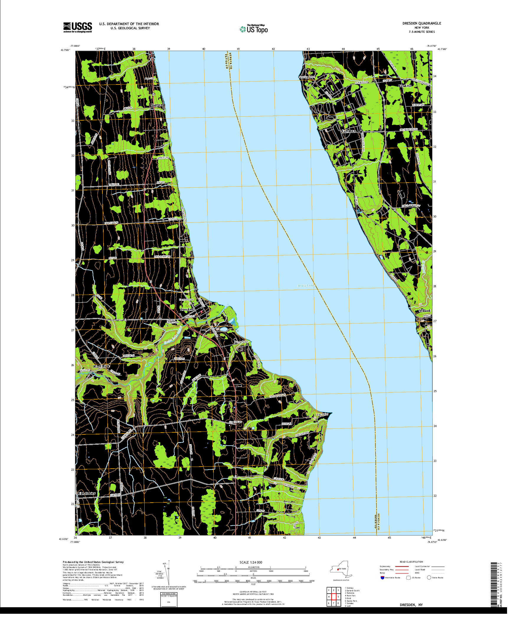 USGS US TOPO 7.5-MINUTE MAP FOR DRESDEN, NY 2019