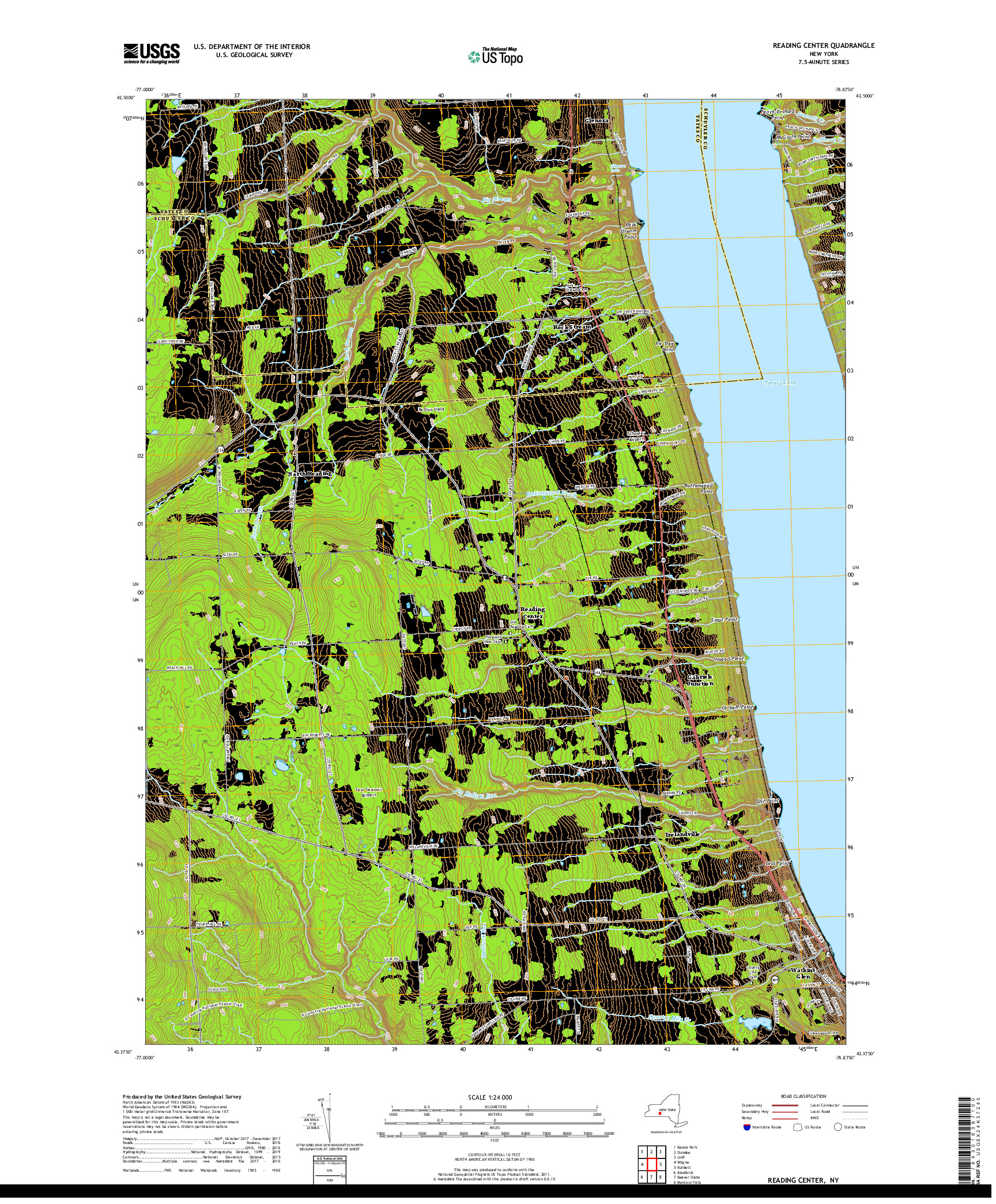 USGS US TOPO 7.5-MINUTE MAP FOR READING CENTER, NY 2019