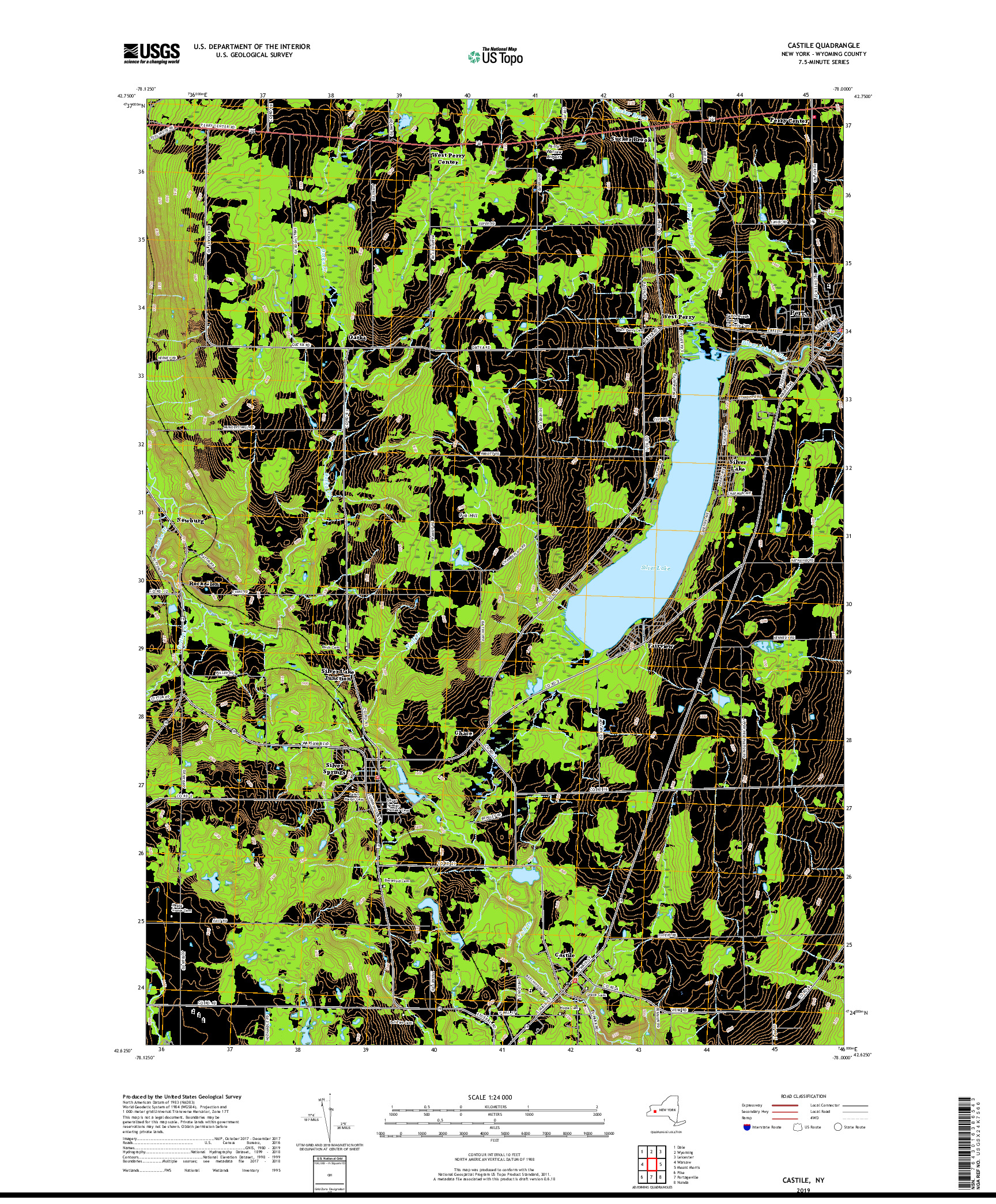 USGS US TOPO 7.5-MINUTE MAP FOR CASTILE, NY 2019