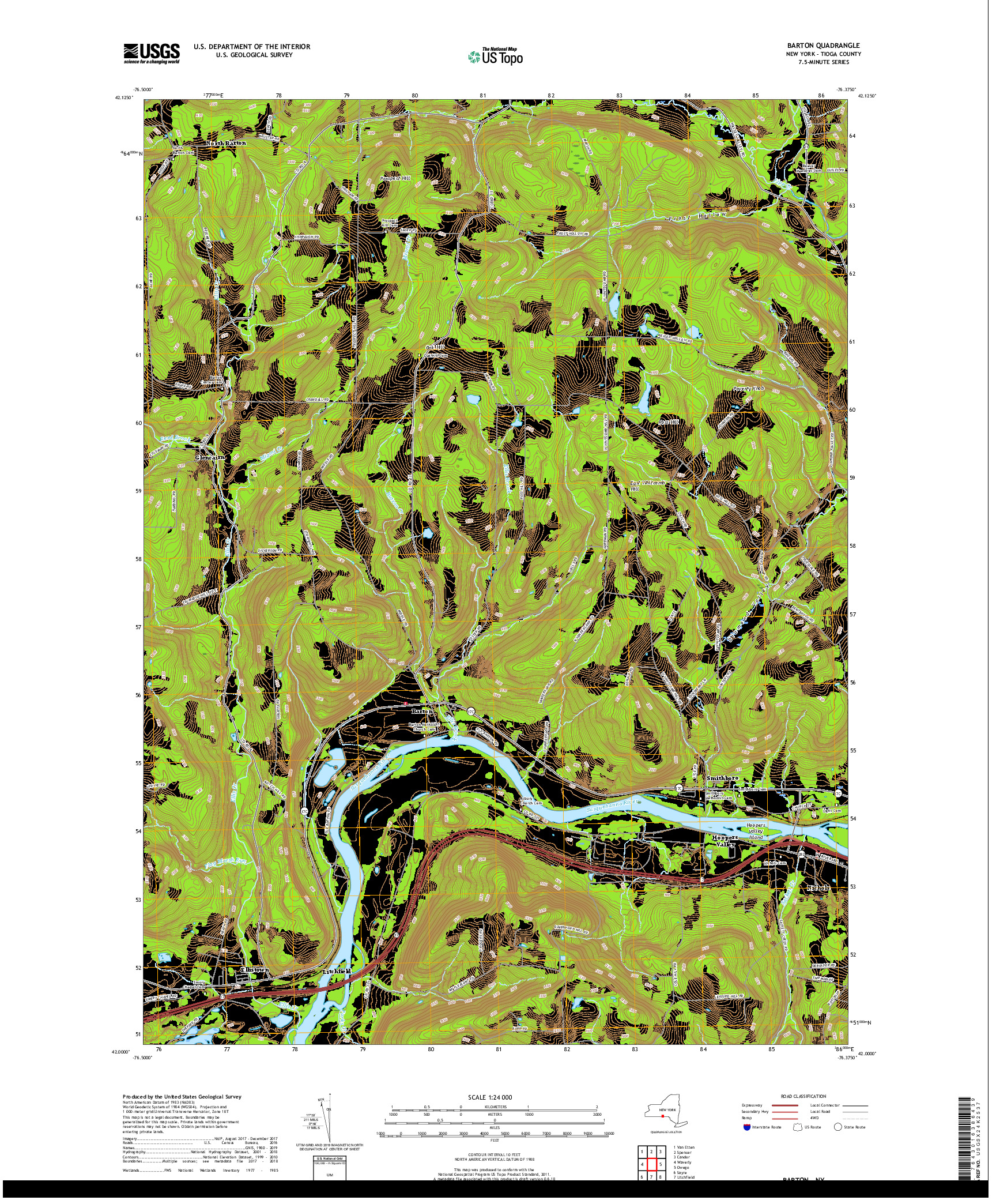 USGS US TOPO 7.5-MINUTE MAP FOR BARTON, NY 2019