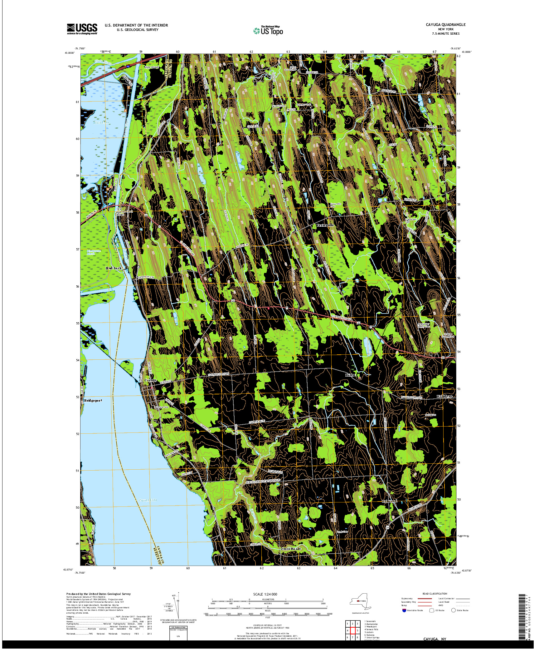 USGS US TOPO 7.5-MINUTE MAP FOR CAYUGA, NY 2019